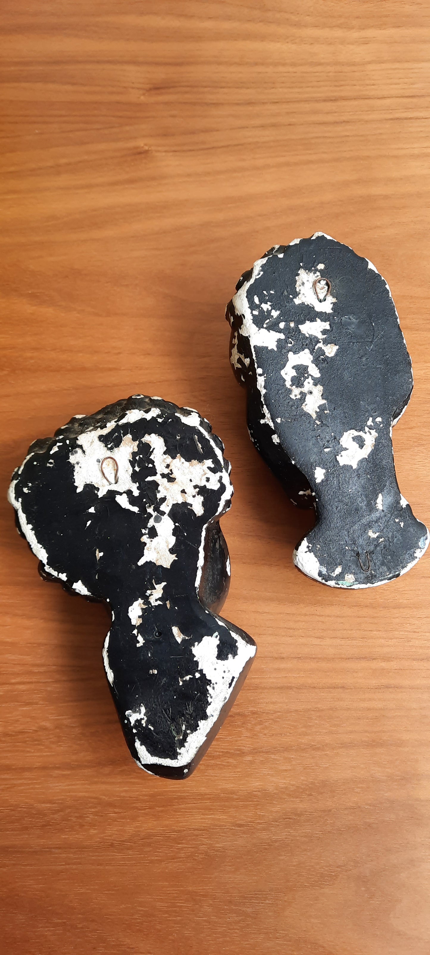 Mid-century African Boy/Girl Wall Hanging Black Chalkware