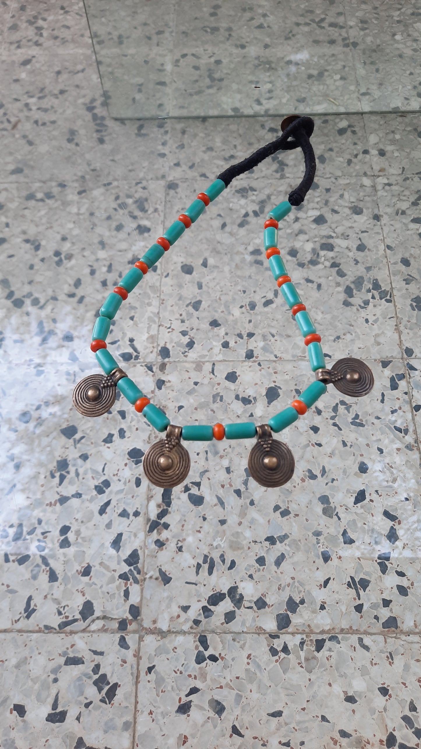 Vintage Indian Bead & Coin Necklace