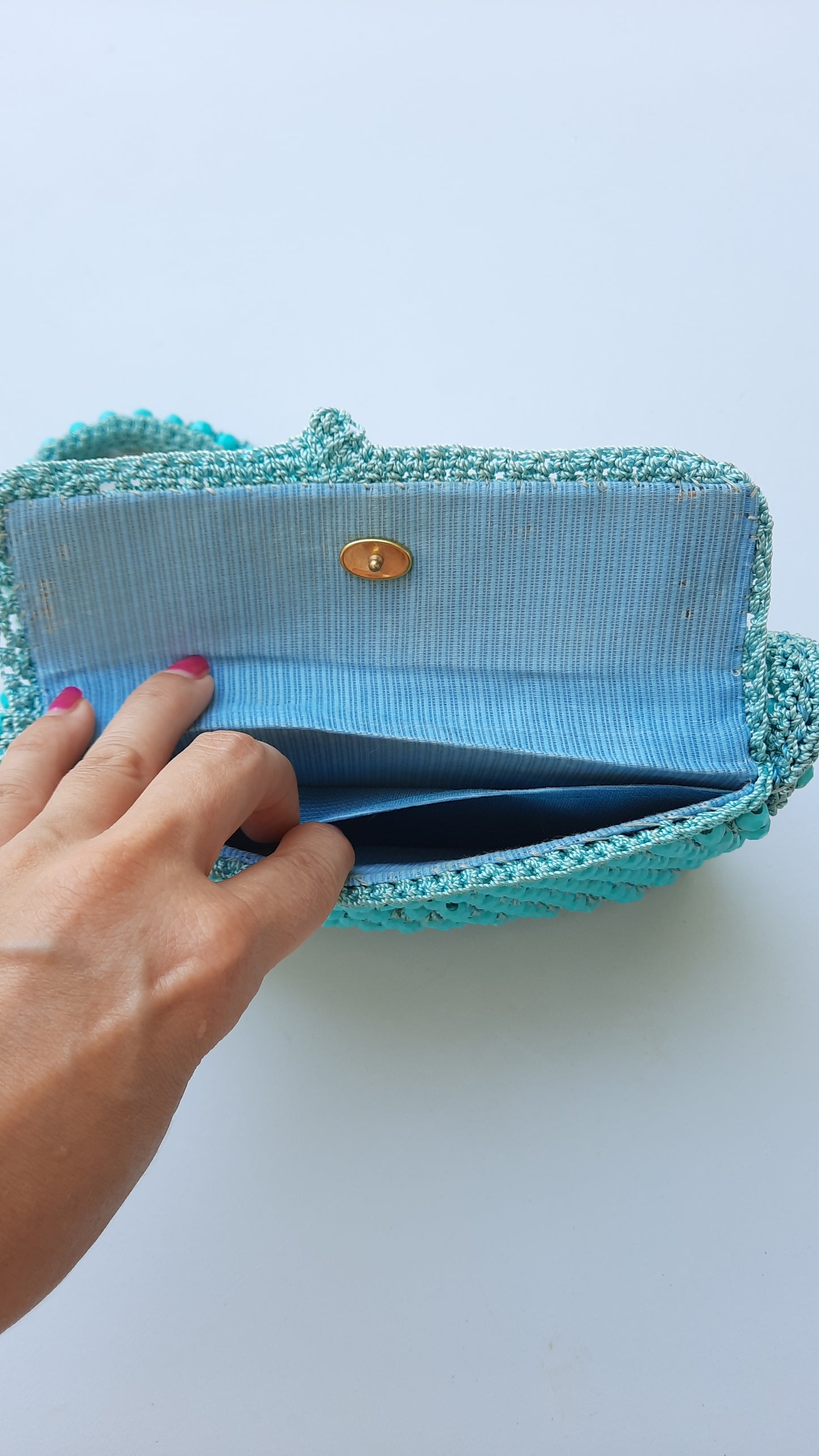 Vintage Blue1960's Beaded Mini Handbag