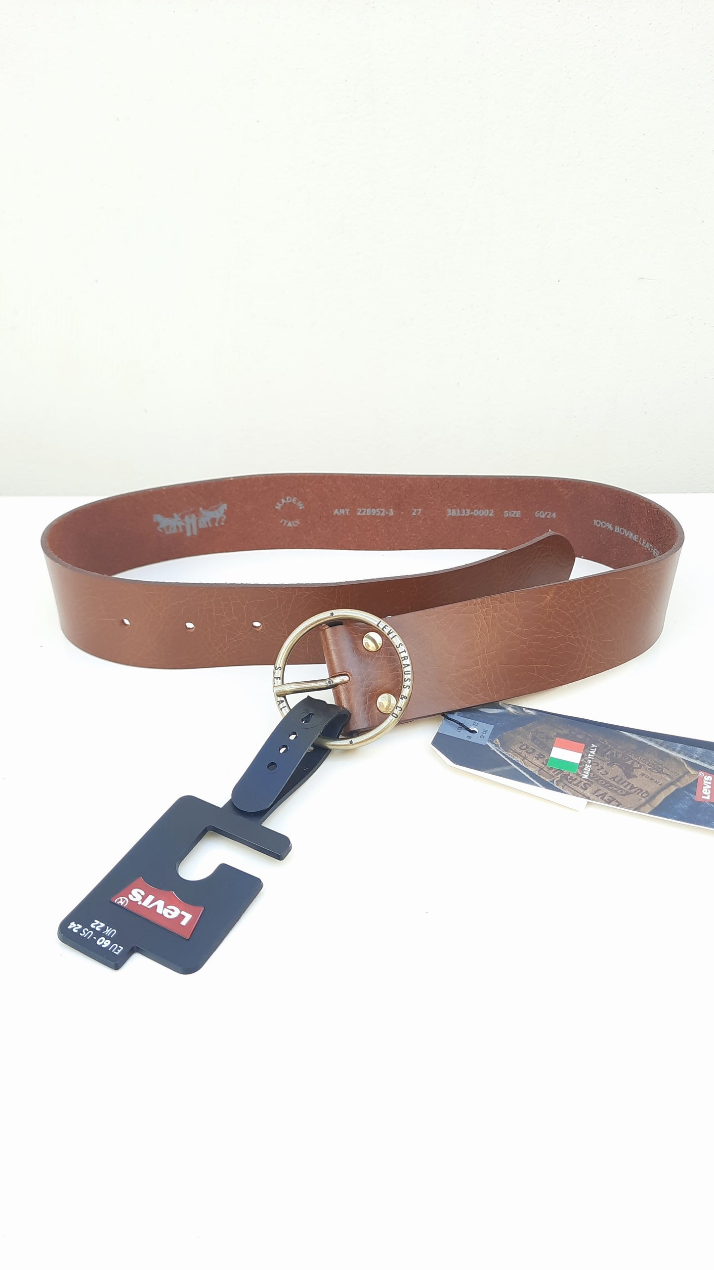 Brown Leather Levi's Gold Ring Belt