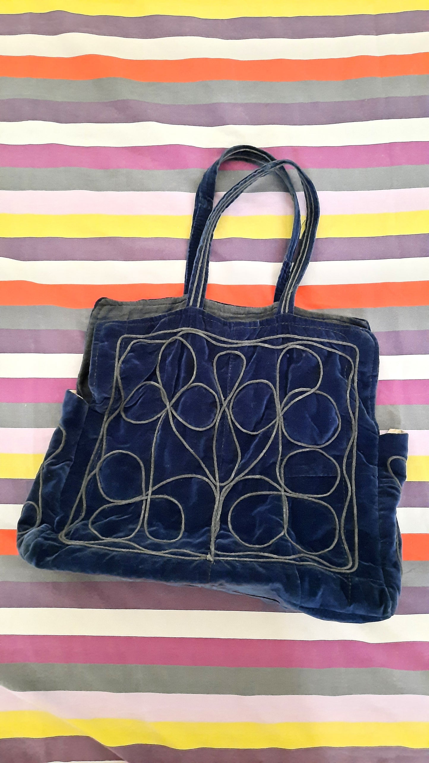 Vintage Deep Purple Velvet Embroidered Tote Bag