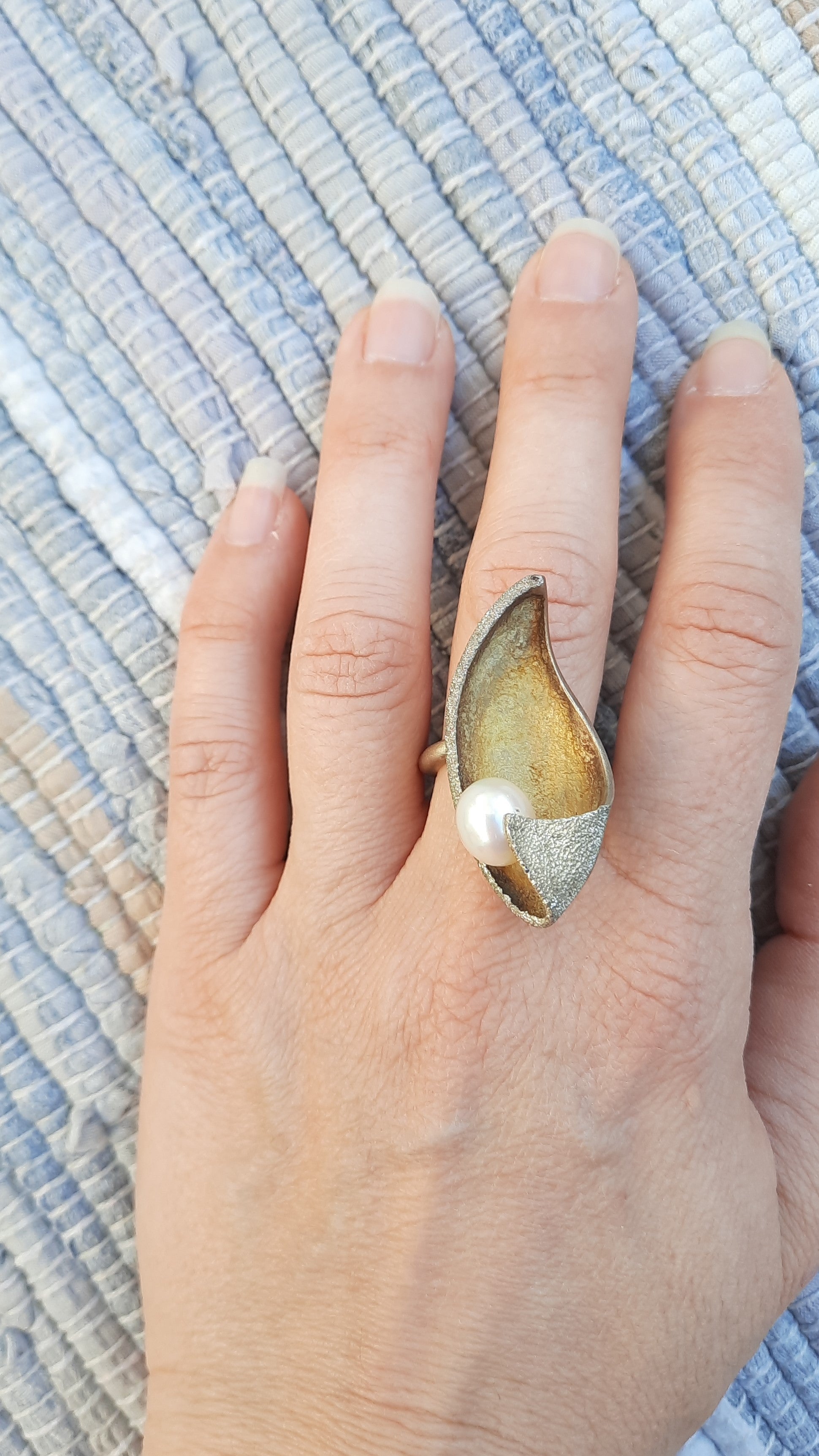 Vintage 925 Sterling purchases Silver Pearl Ring