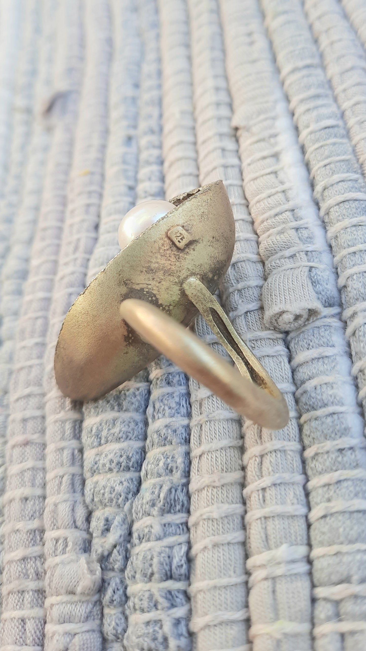 Vintage 925 Sterling Silver Pearl Ring