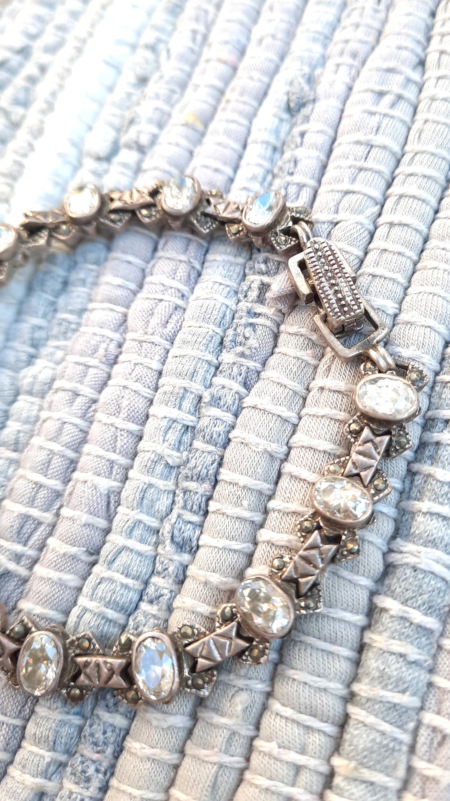 Vintage Silver & Crystal Tennis Bracelet