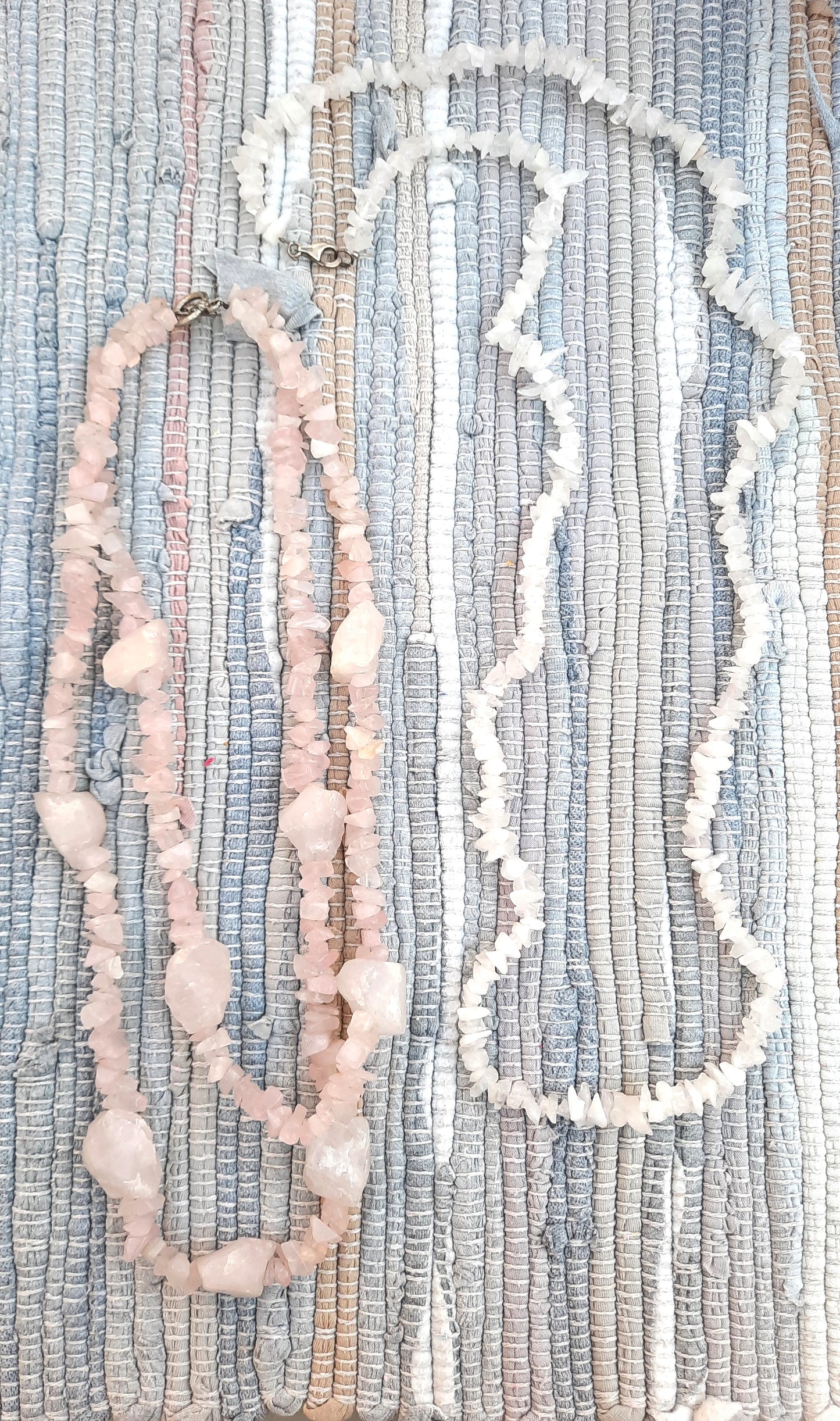 Vintage Raw Rose & White Quartz Necklaces