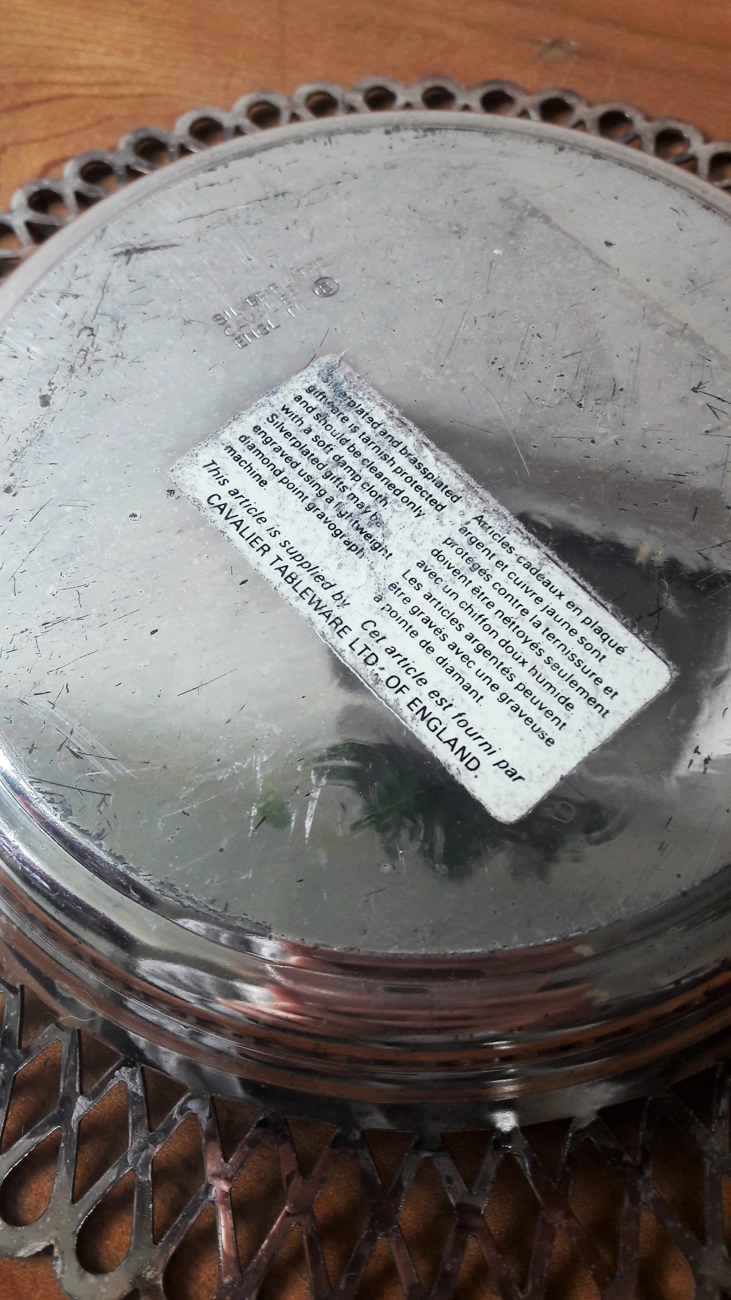 Vintage Cavalier Silver Plated Tray