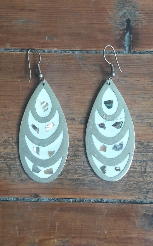 Mexican Mother of Pearl Pendant Earrings