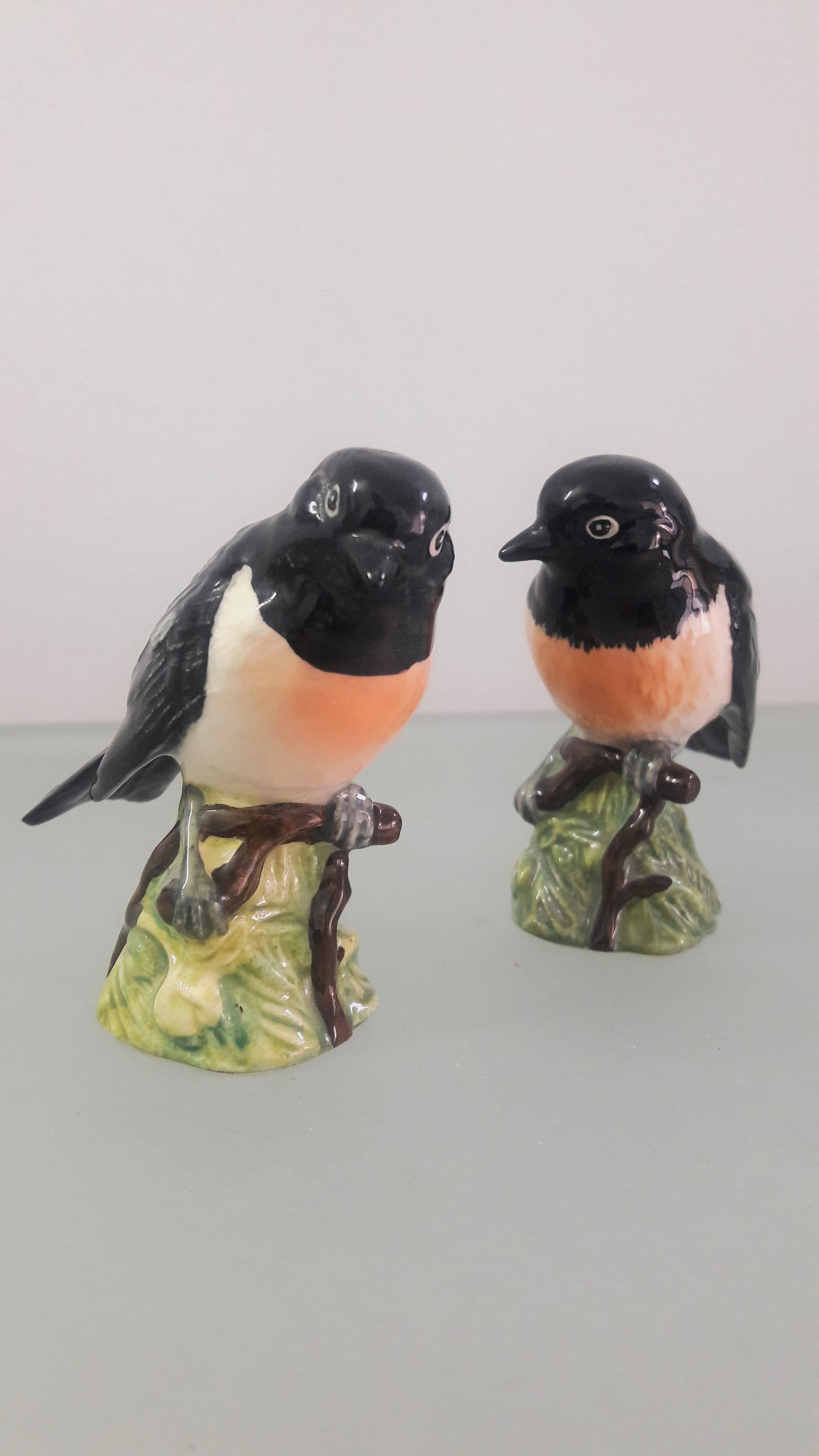 Set of Vintage Beswick Stonechat Porcelain Birds