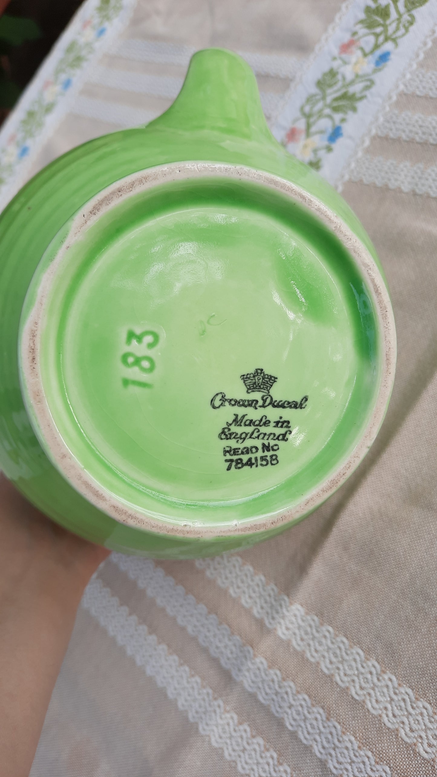 Vintage Green Crown Ducal Jug Vase