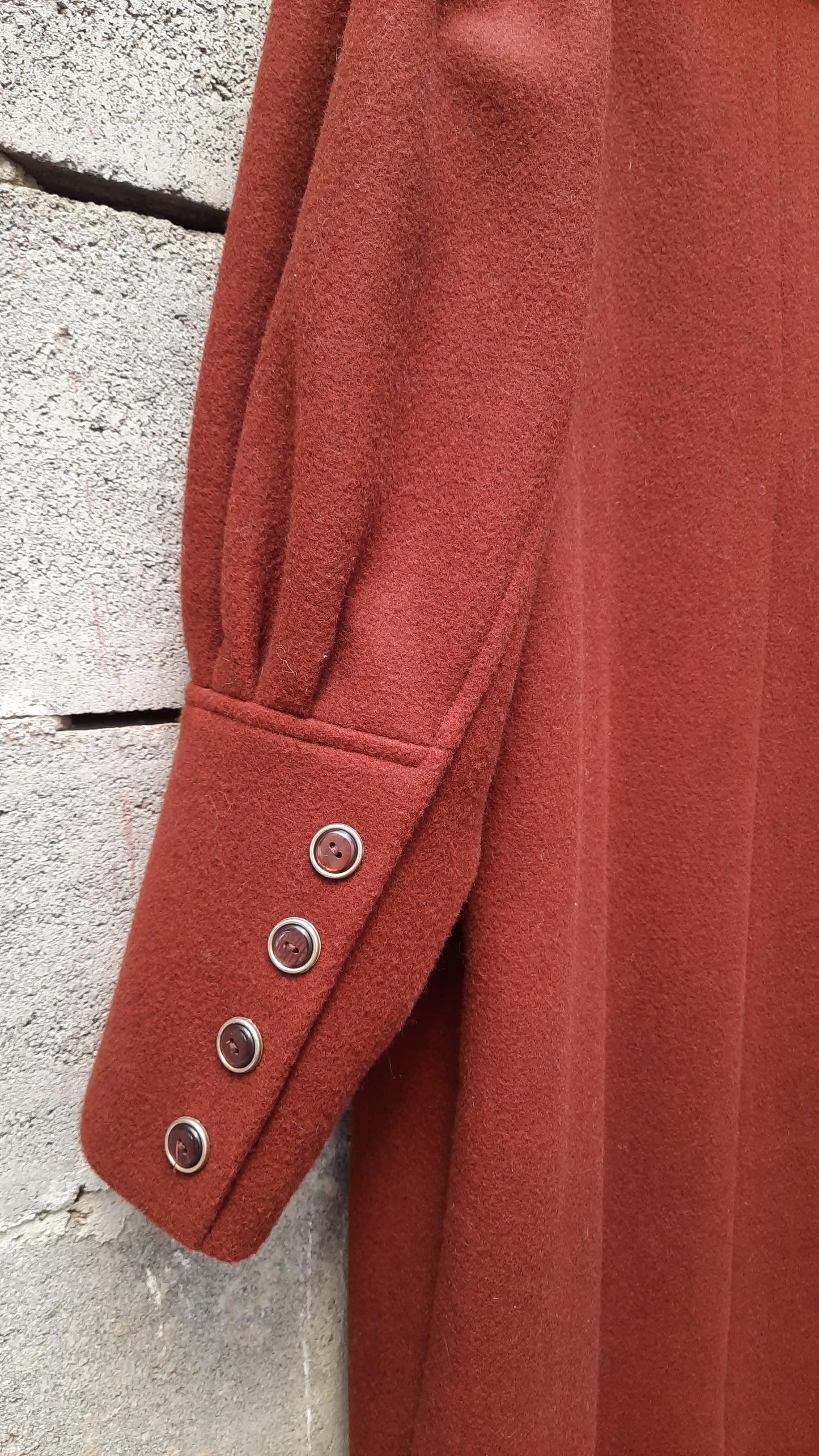 Vintage Long Brown Double Breast Wool Coat