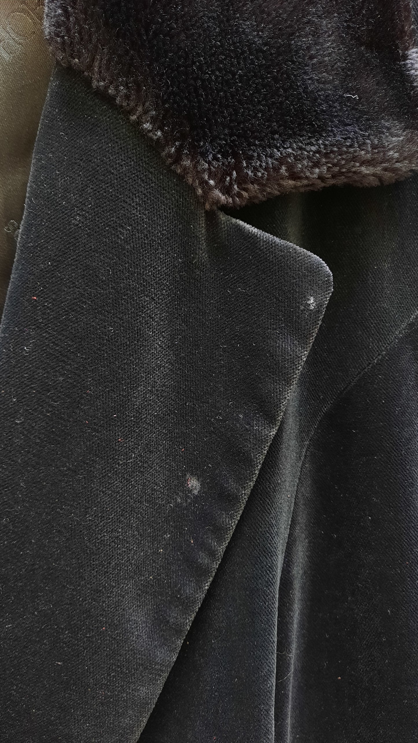 Vintage Black Velvet Faux Fur Collar "Hobbs" Coat