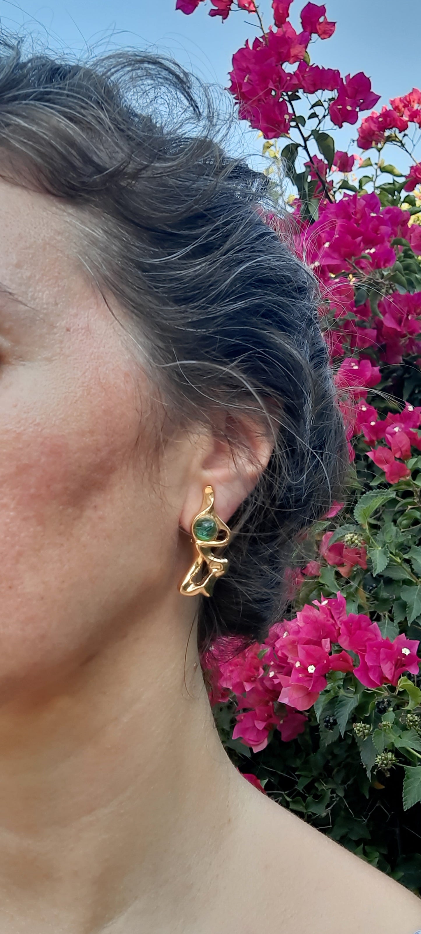 Vintage Gold & Green Art Earrings