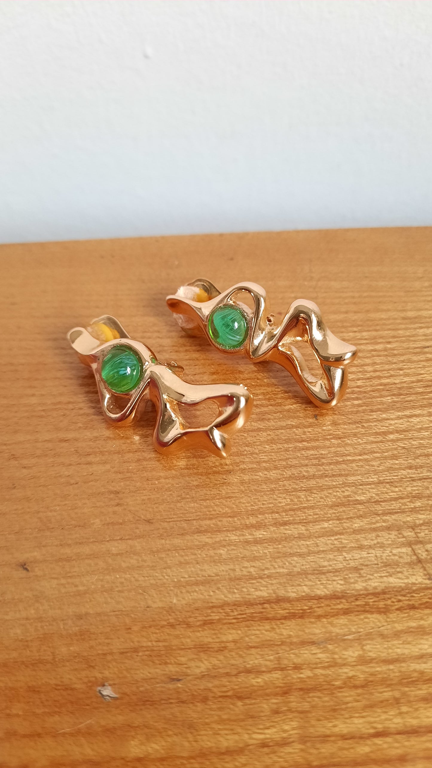 Vintage Gold & Green Art Earrings