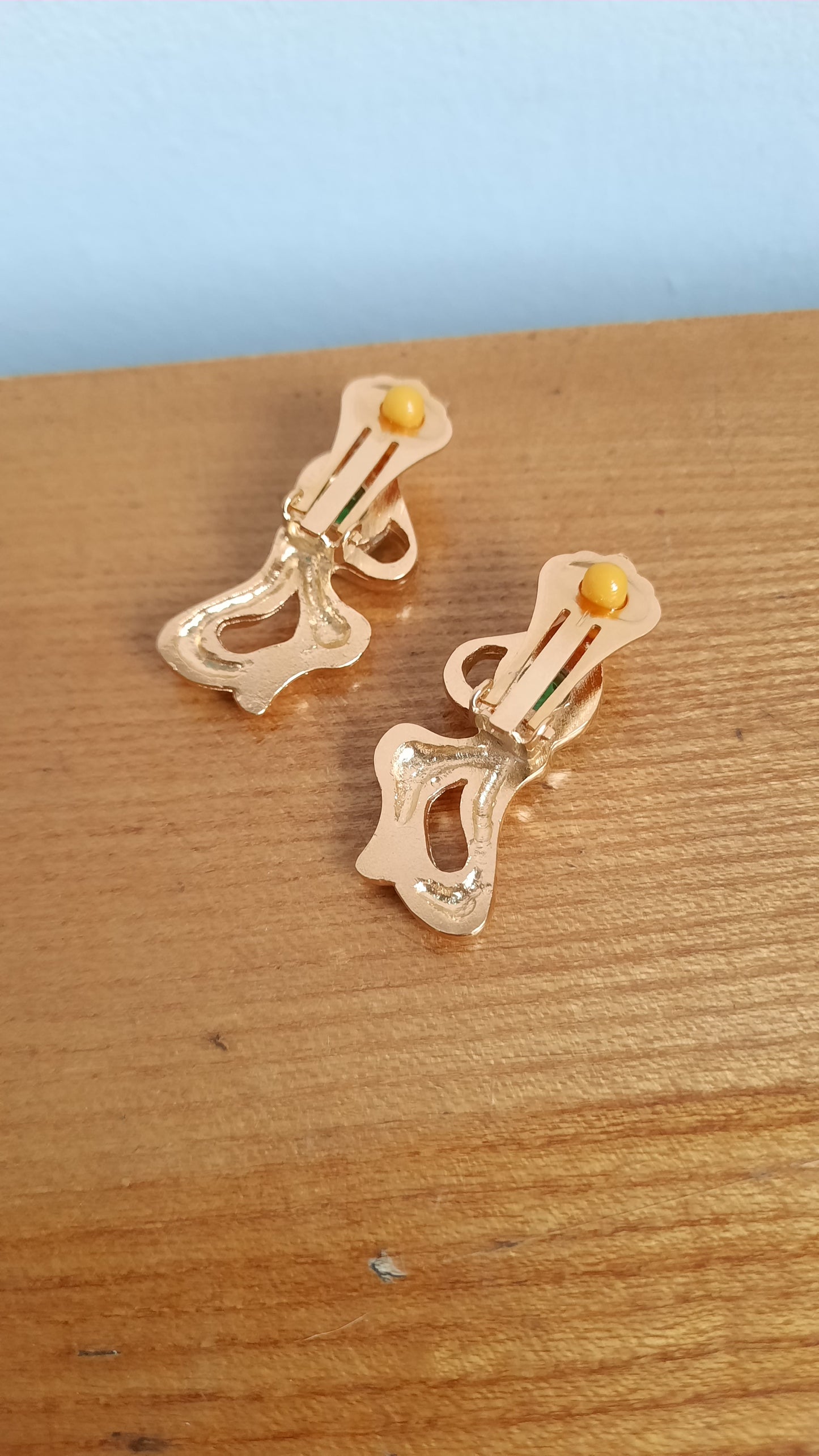 Vintage Gold & Green Art Earrings