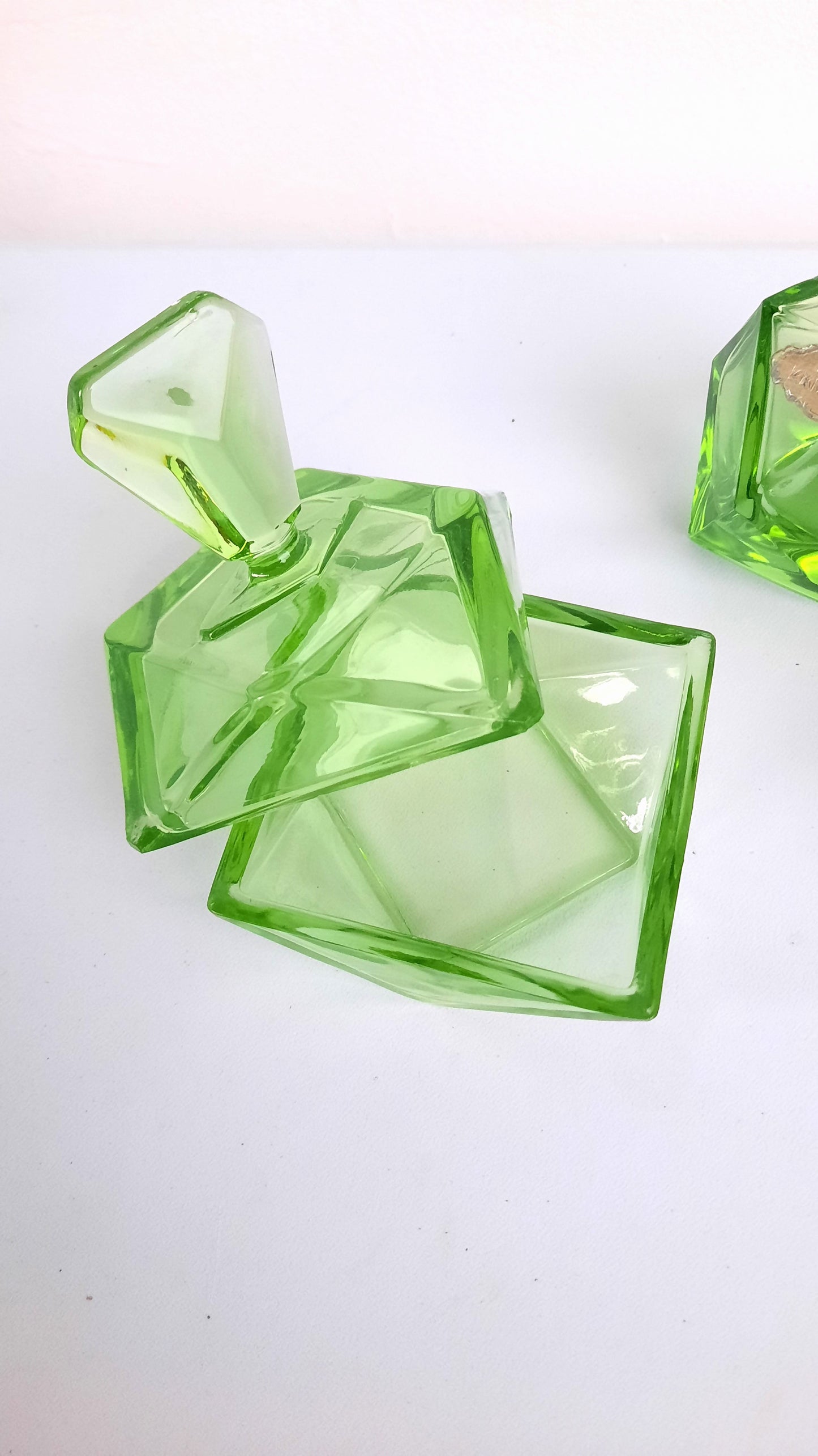 1940's Rare Green Crystal Vanity Set "Echt Kristall"