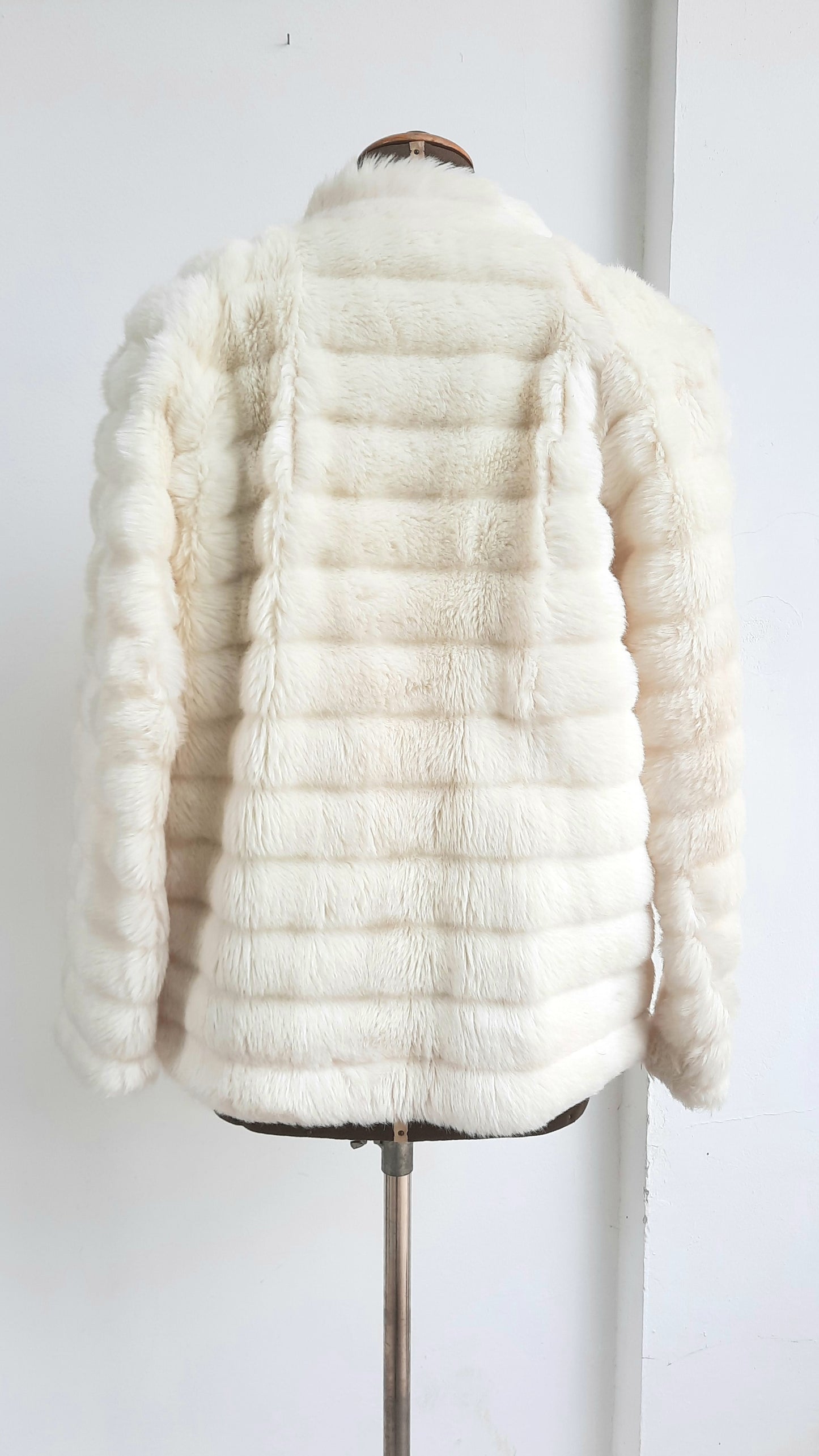 Vintage Off White Faux Fur Puffer Style Jacket