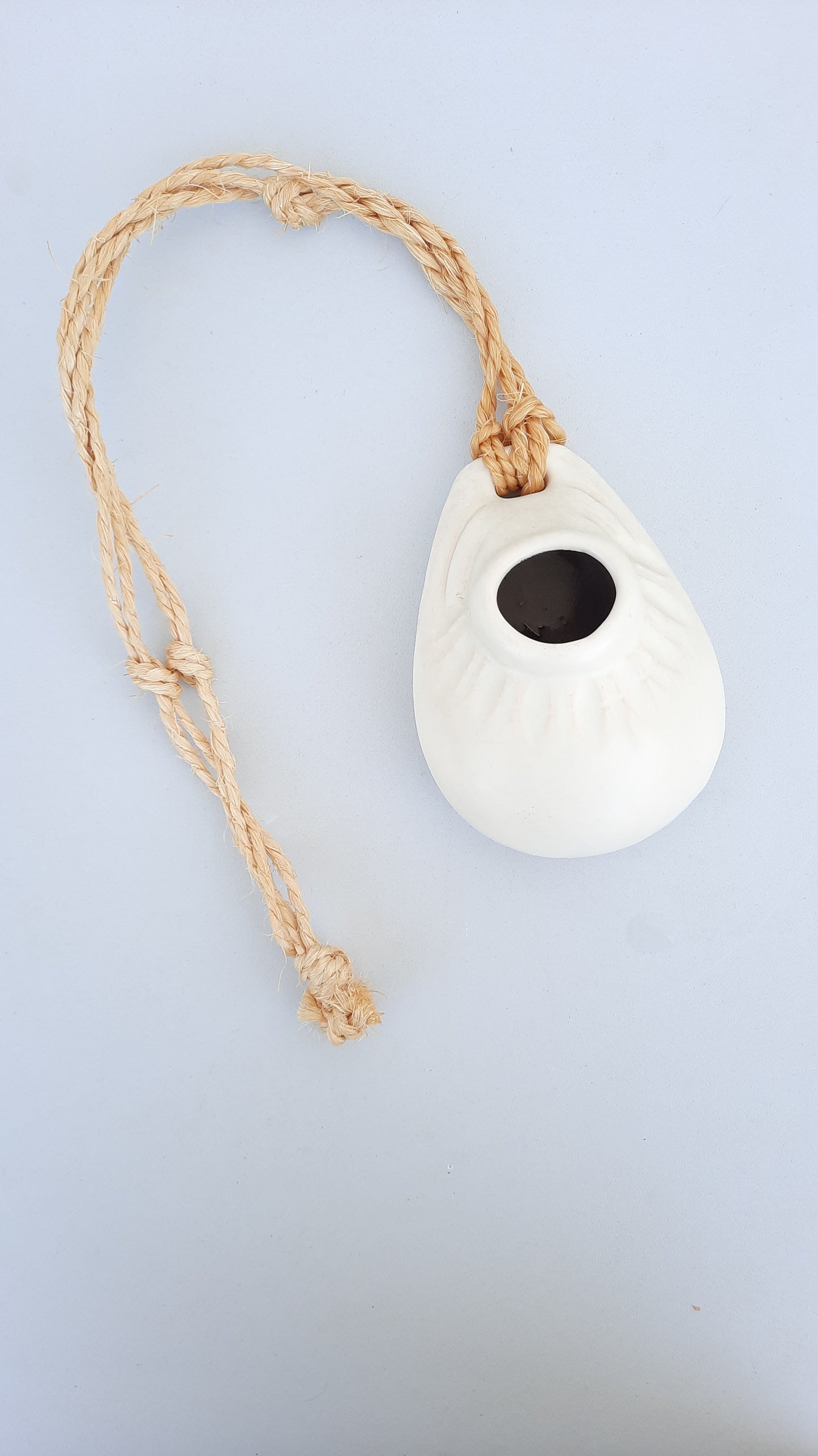 Vintage Ceramic Teardrop Hanging Rope Planter