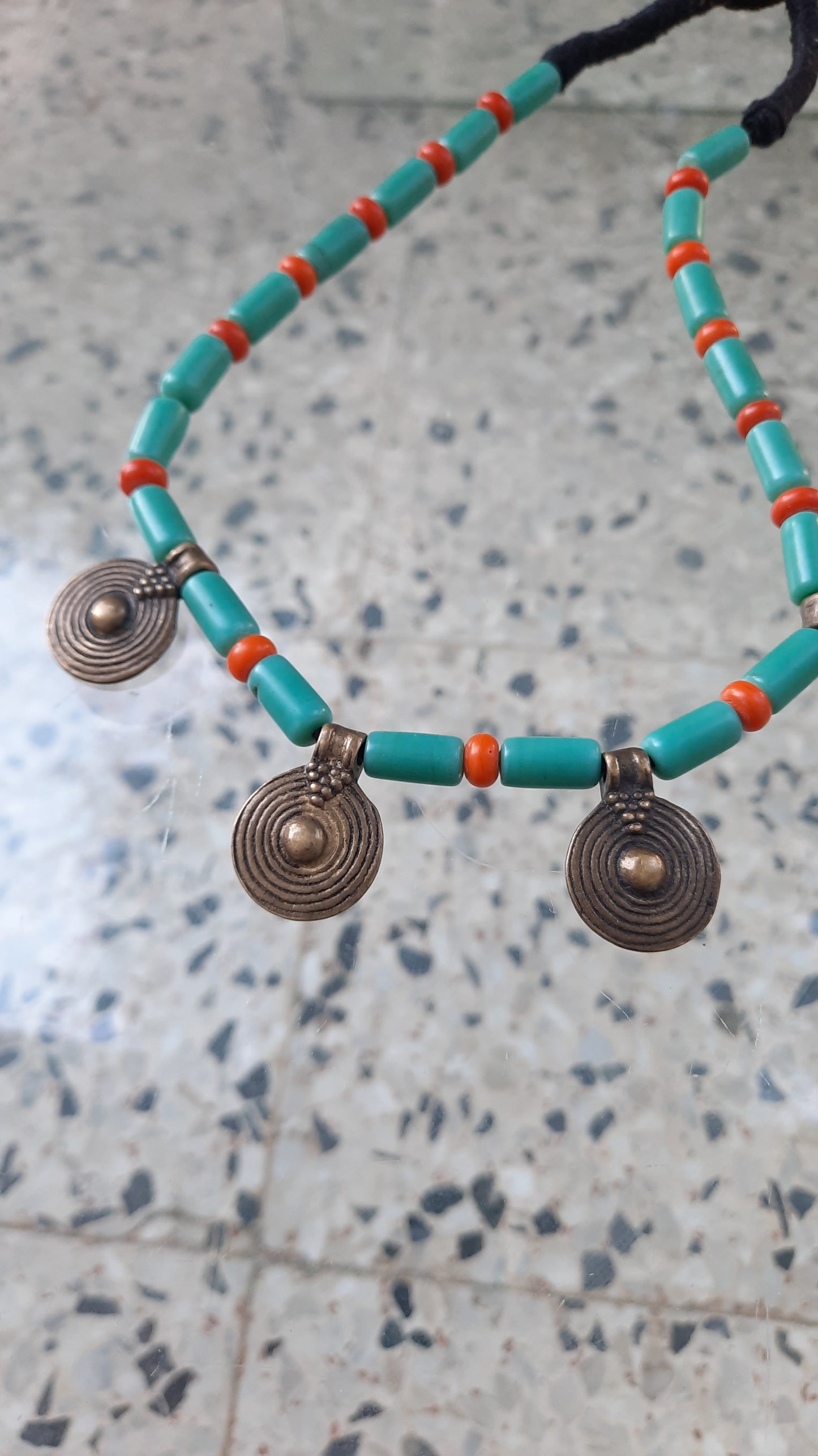 Vintage Indian Bead & Coin Necklace