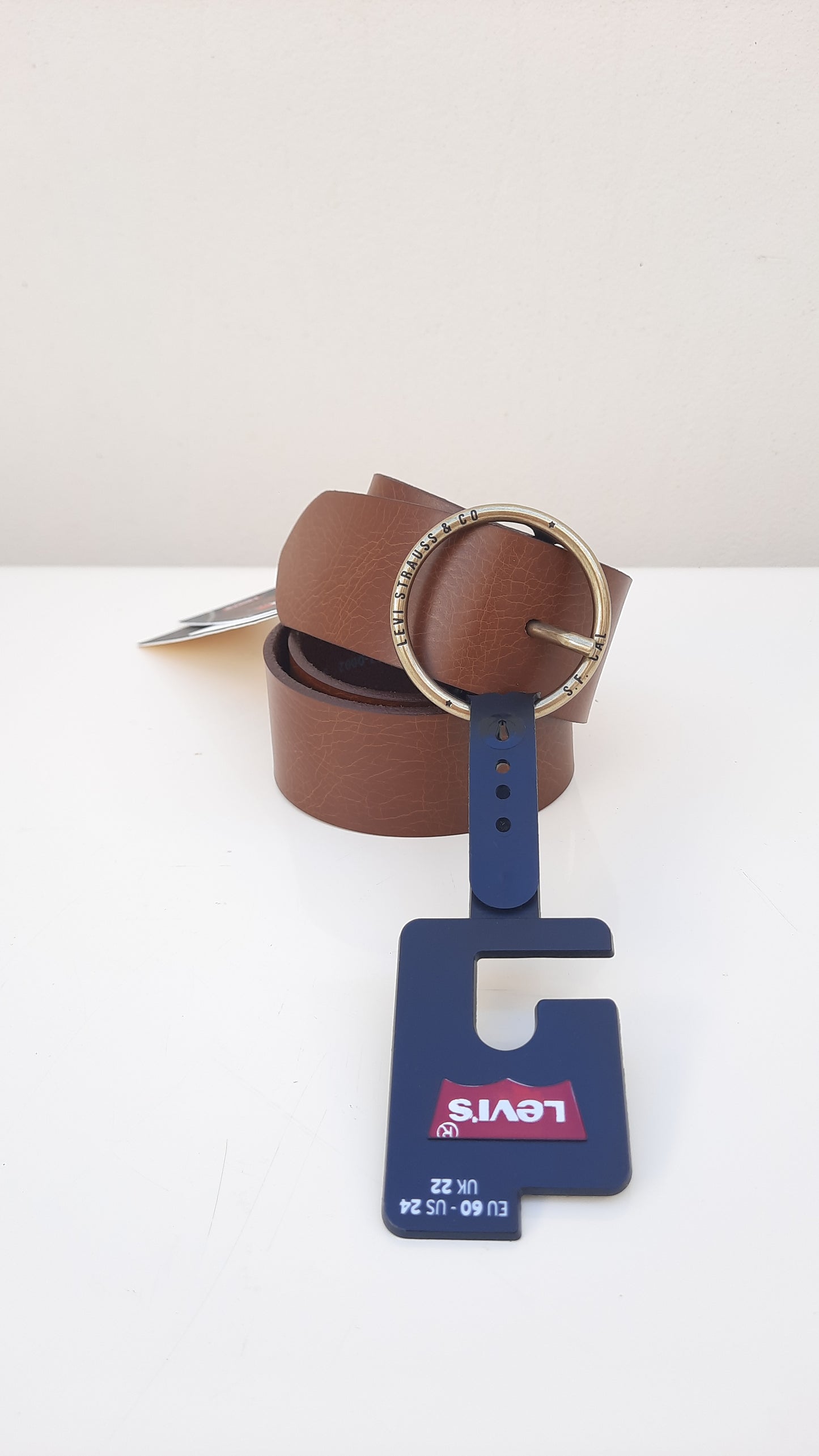 Brown Leather Levi's Gold Ring Belt