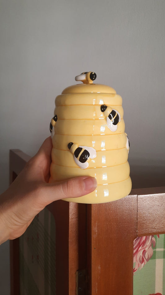 Vintage St. Michael Yellow Bee Ceramic Storage Jar