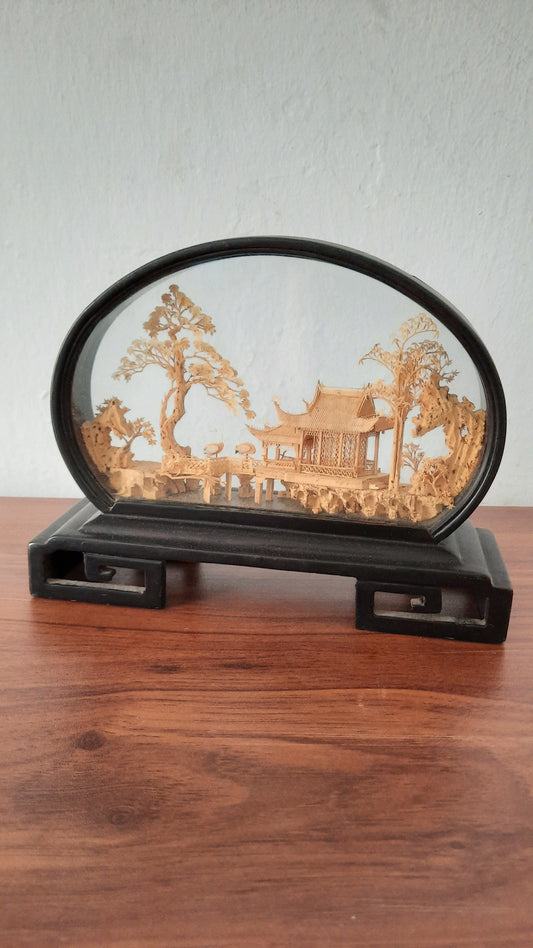 Vintage Chinese Authentic Cork Diorama