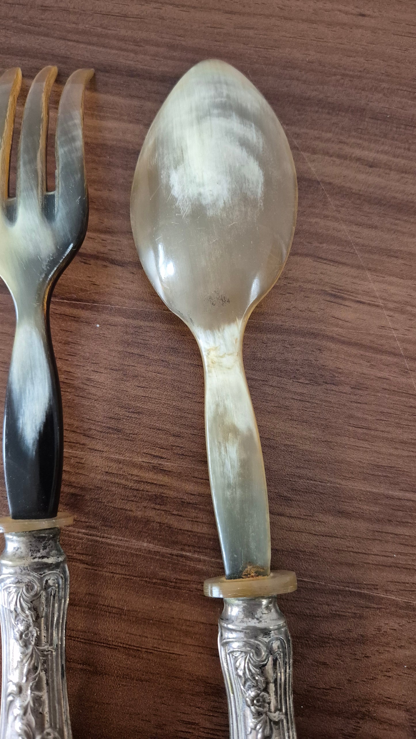 Vintage 800 Silver Horn Salad Servers