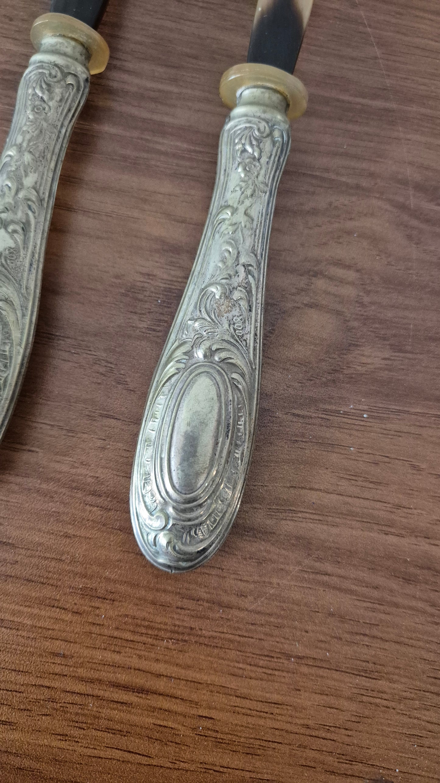 Vintage 800 Silver Horn Salad Servers