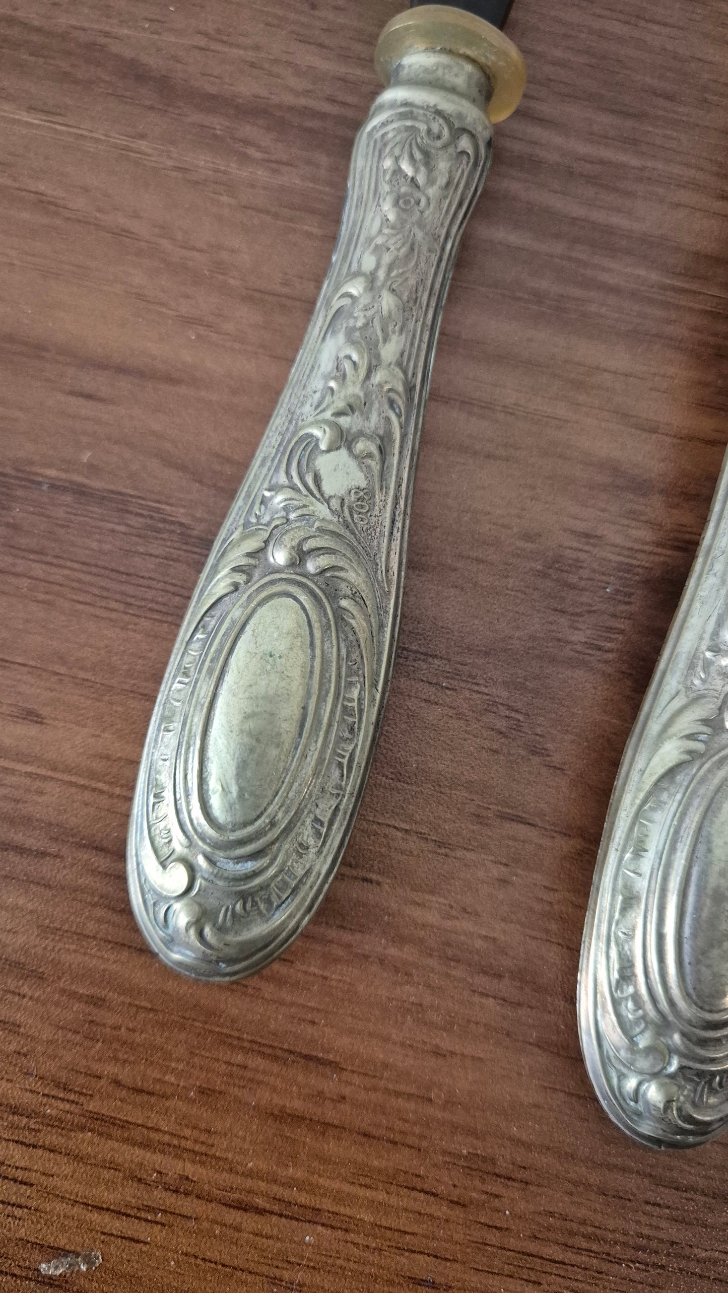 Vintage 800 Silver Horn Salad Servers