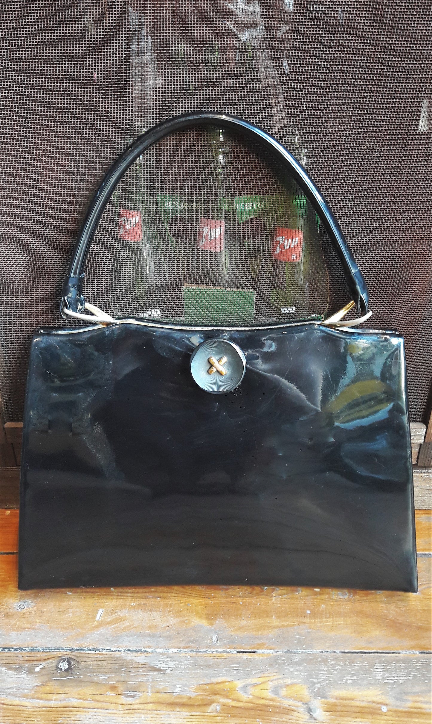 1960s Black Patent Handbag