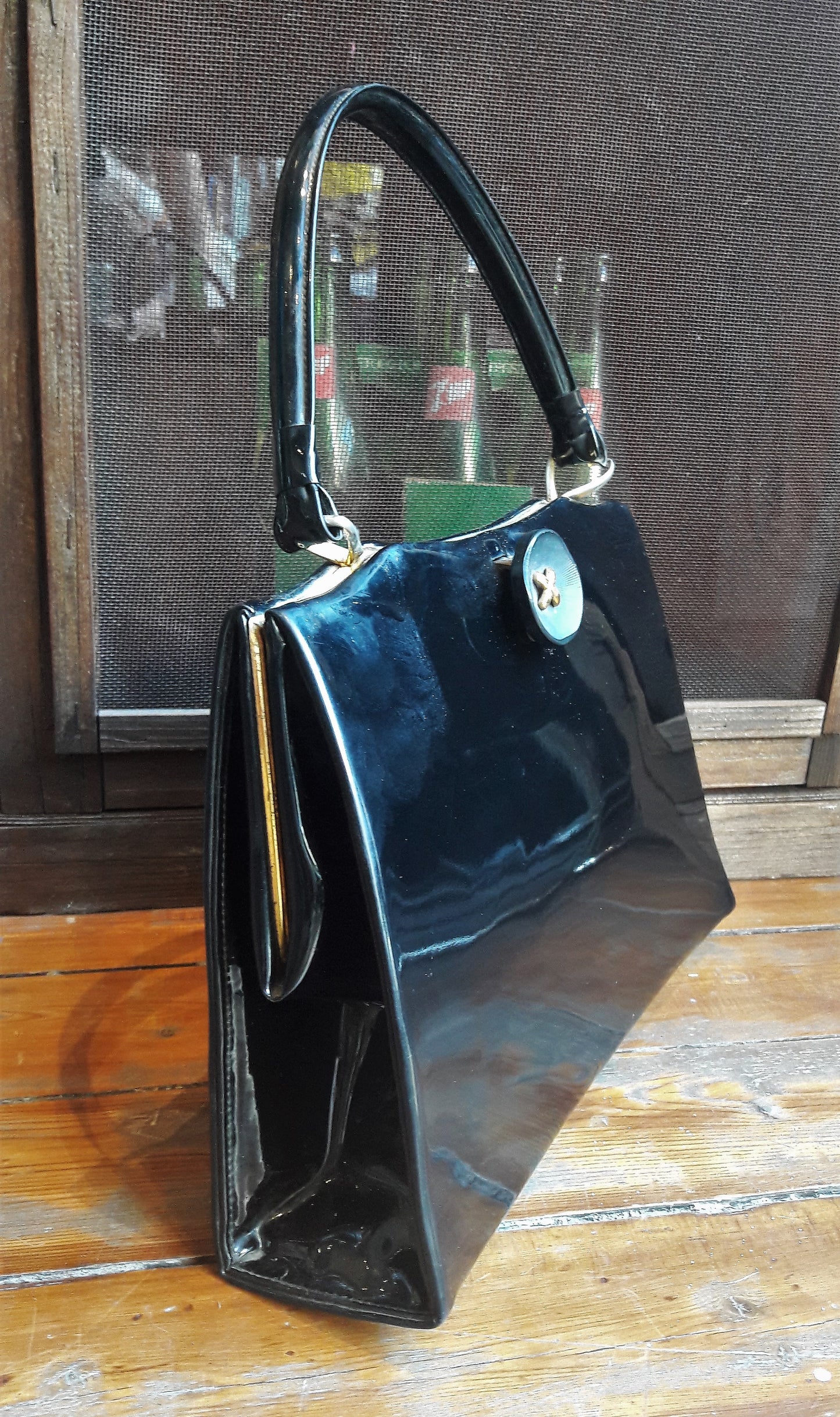 1960s Black Patent Handbag