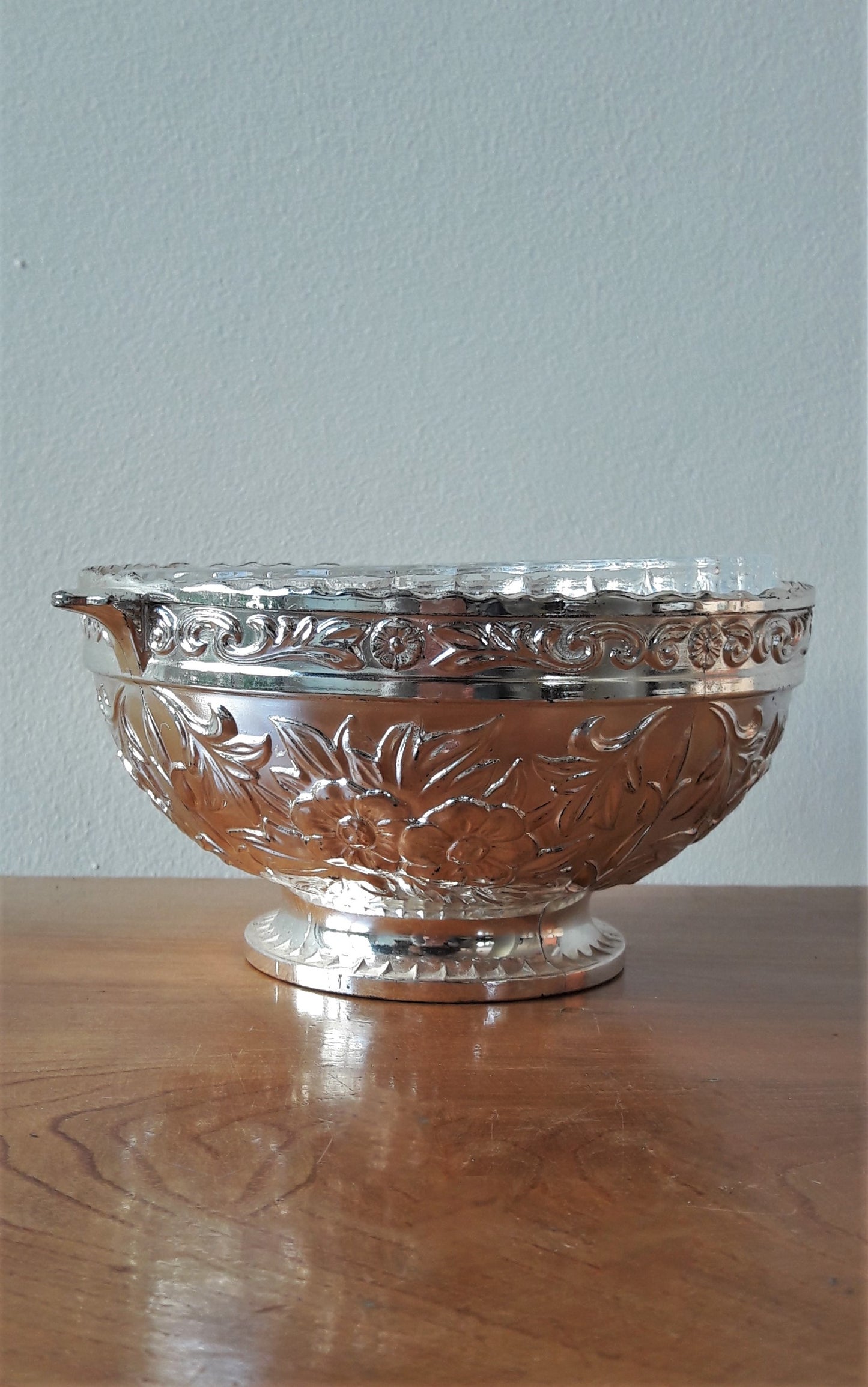 Vintage Silver Plated & Crystal Bowl