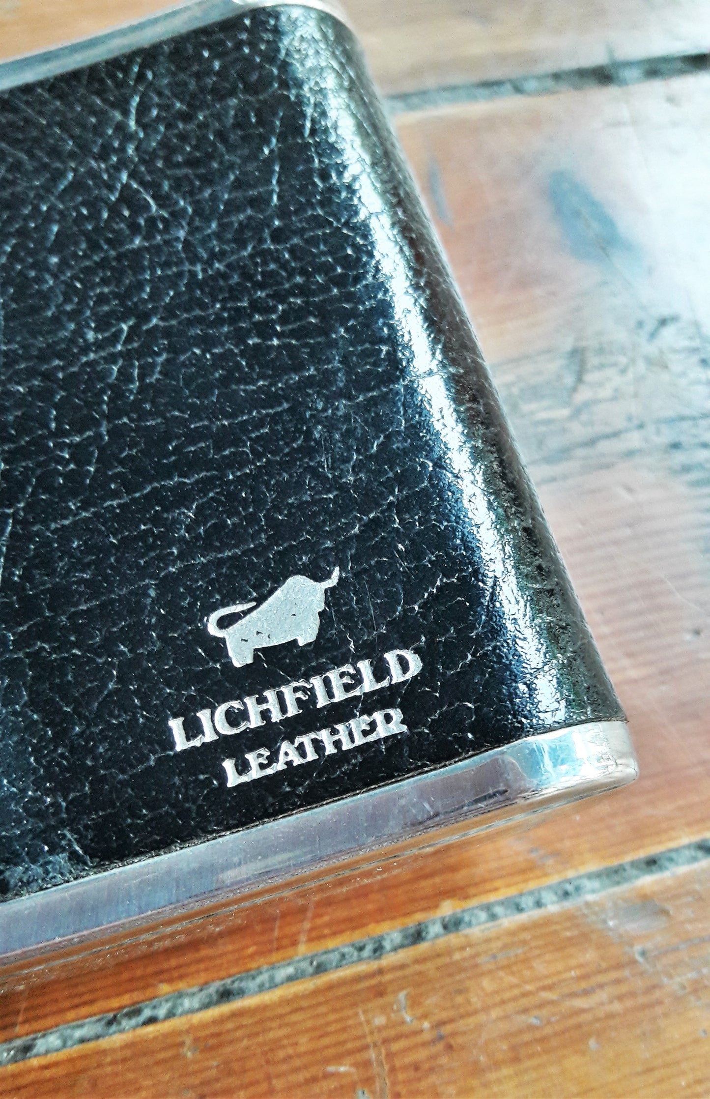Vintage Black Lichfield Leather Drinking Flask