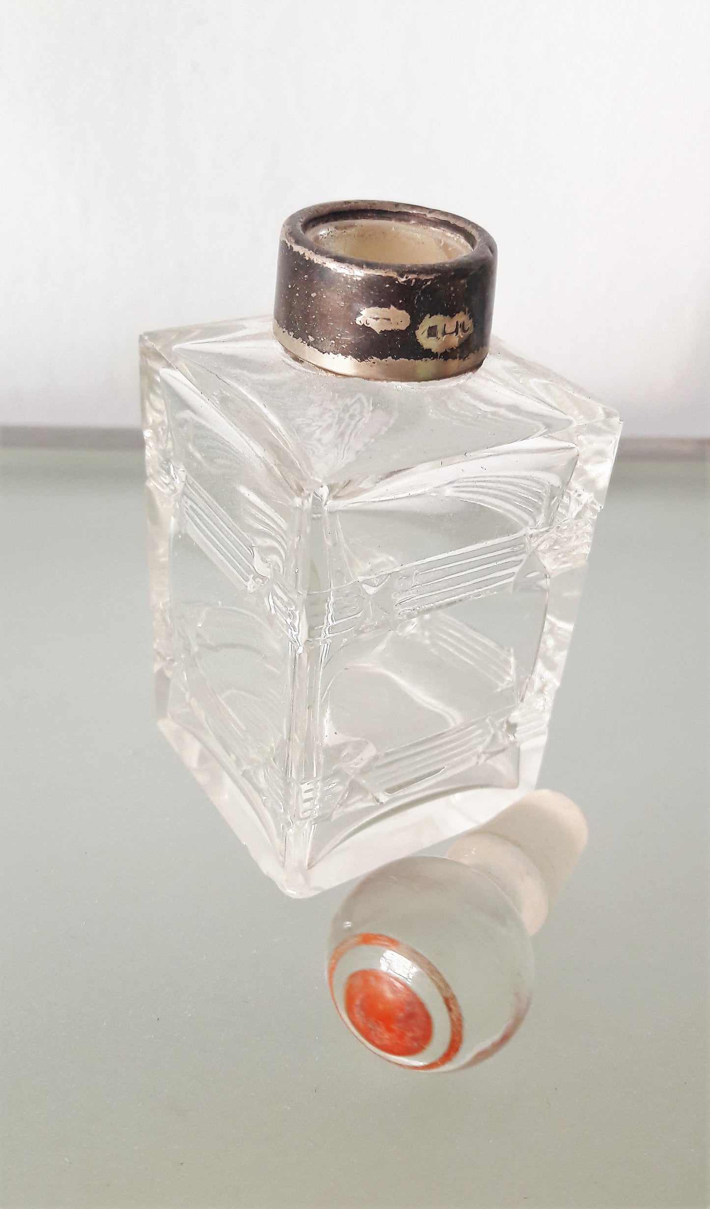 Vintage Art Deco Glass & Silver Plated Apothecary/Perfume Bottle