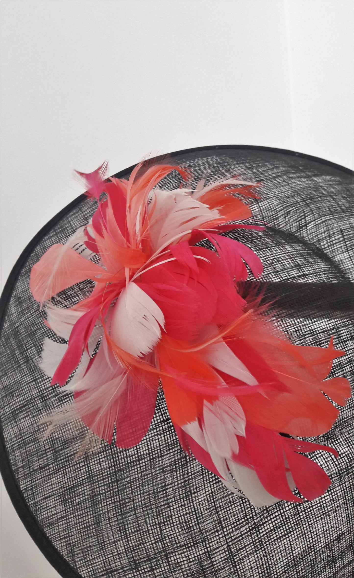 Large Round Black Feather Hat Hairpiece