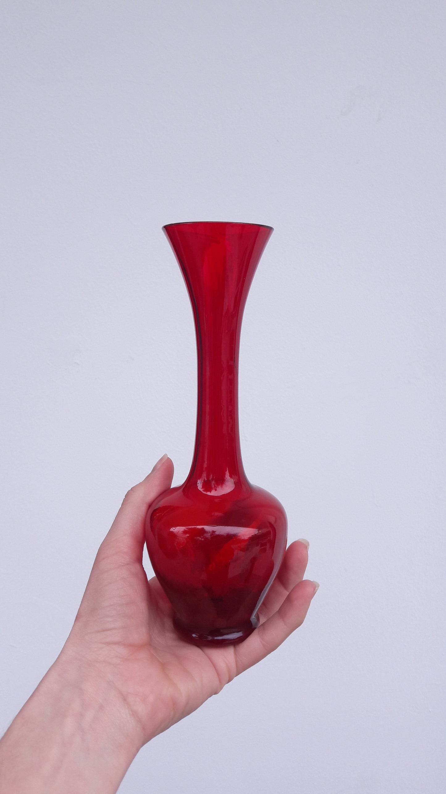 Vintage Glass Red Design Vase