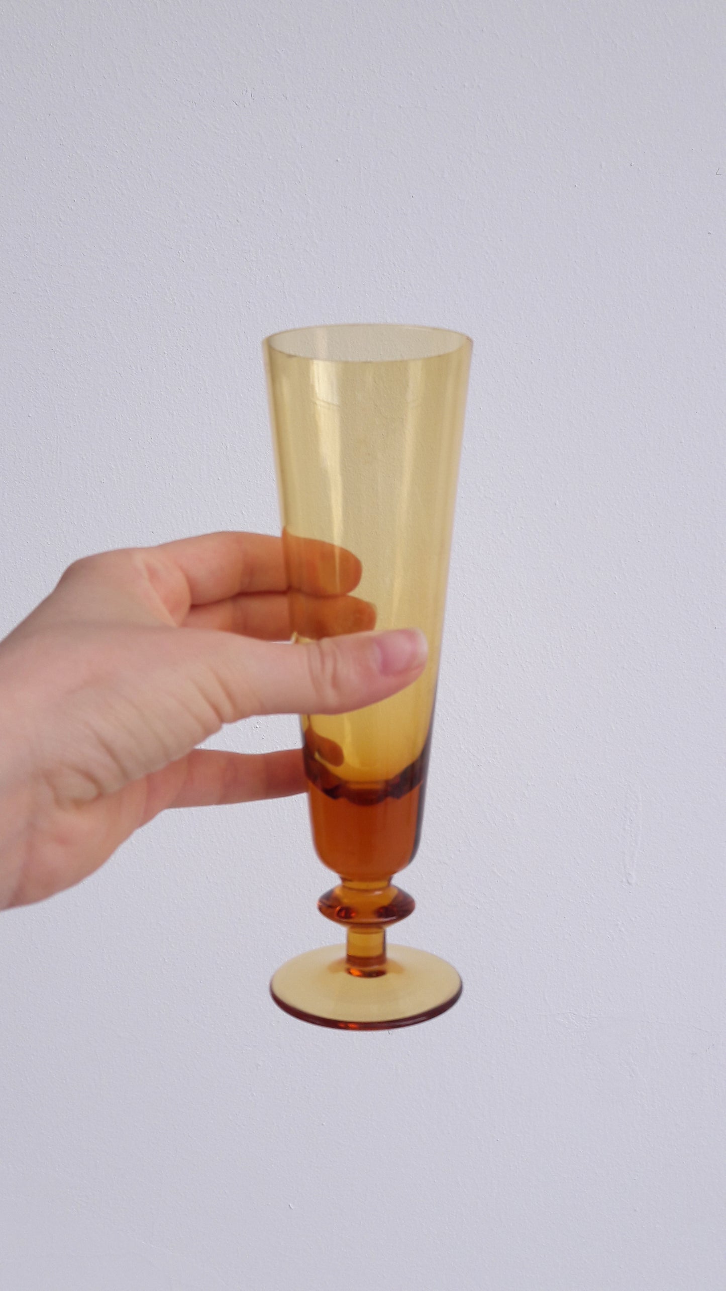 Vintage Glass Amber Design Vase