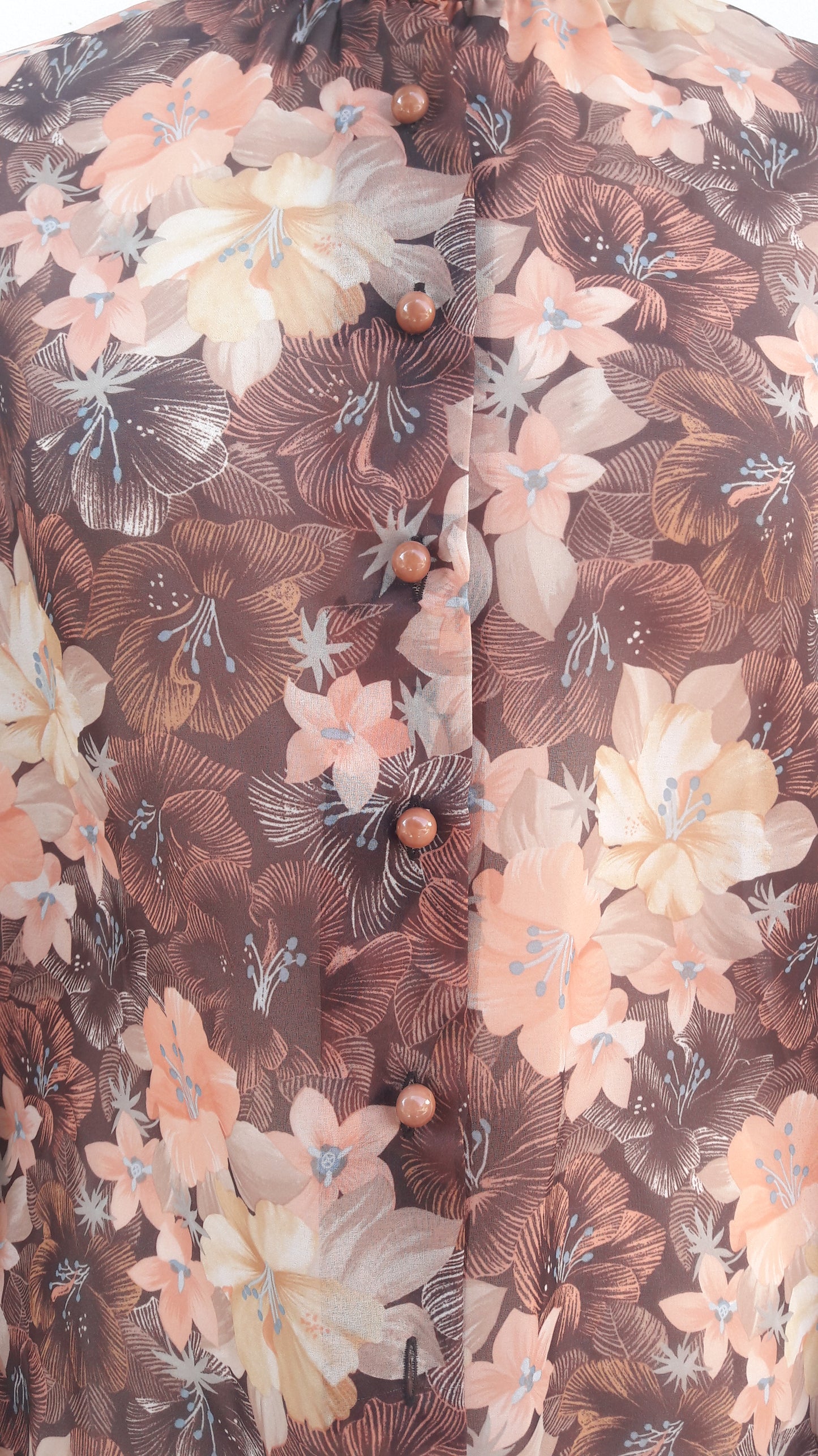Vintage Floral Print Ruffle Shirt