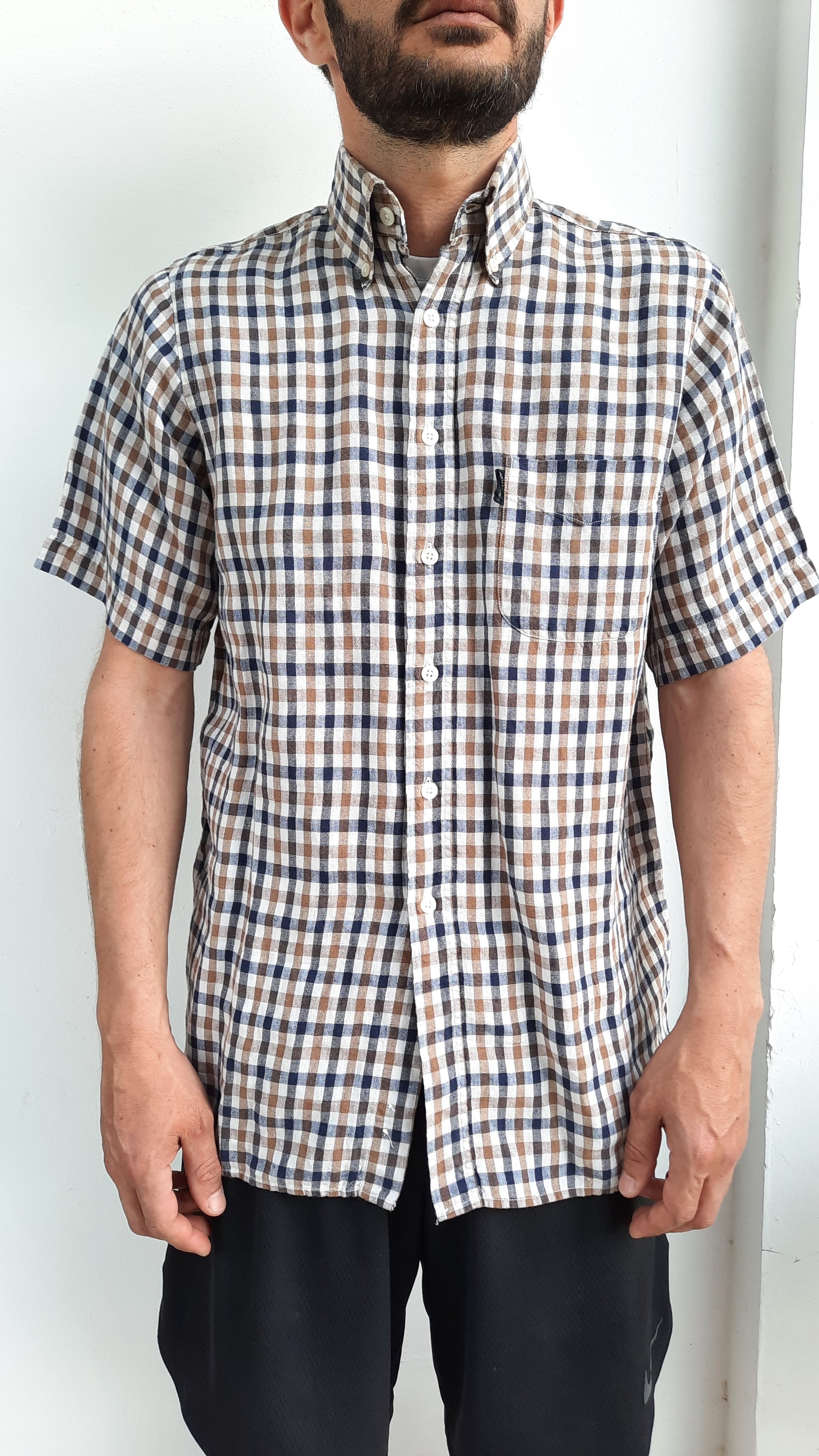 Vintage Aquascutum Gingham Linen Shirt the collective concept