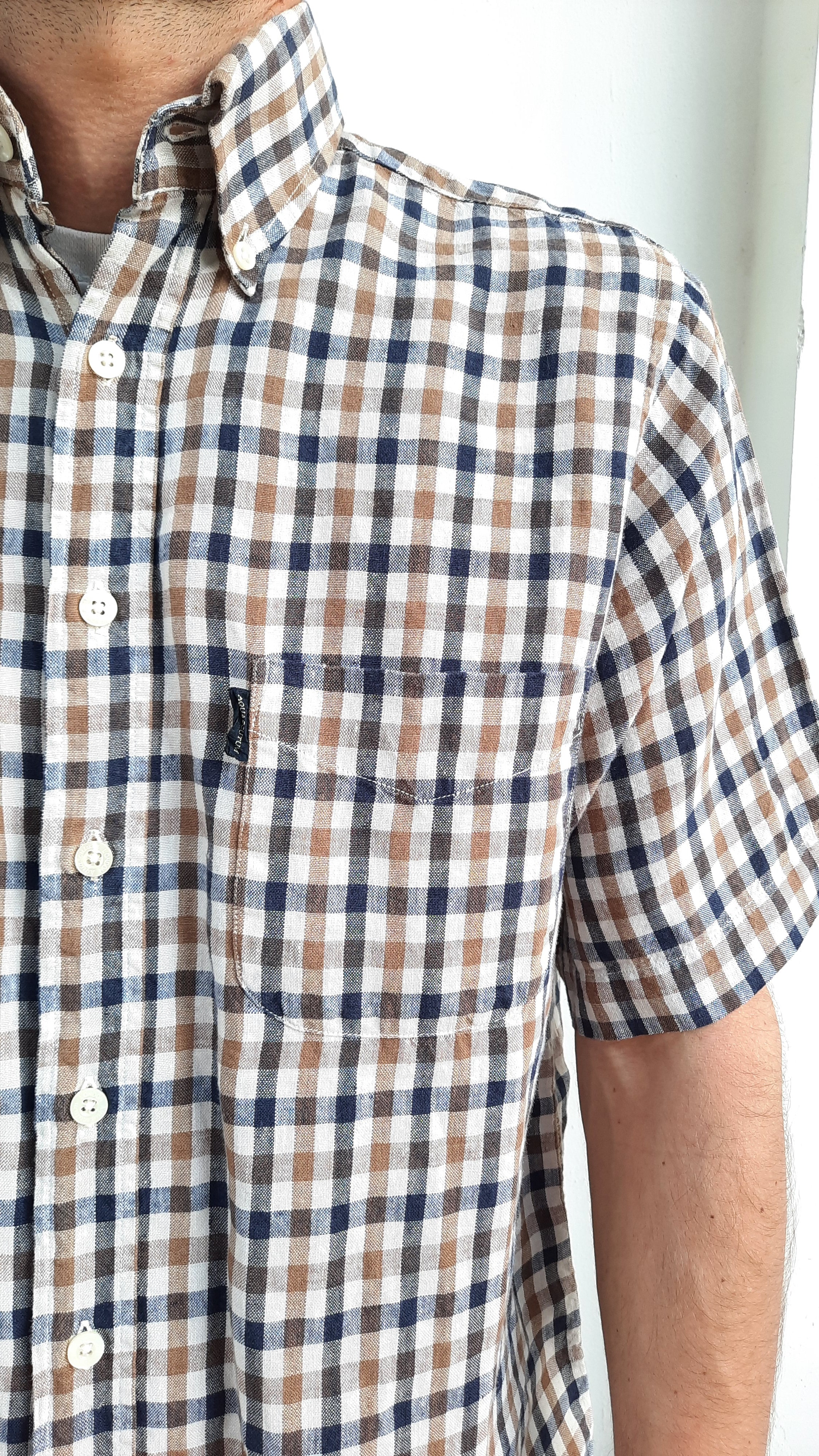 Vintage Aquascutum Gingham Linen Shirt the collective concept