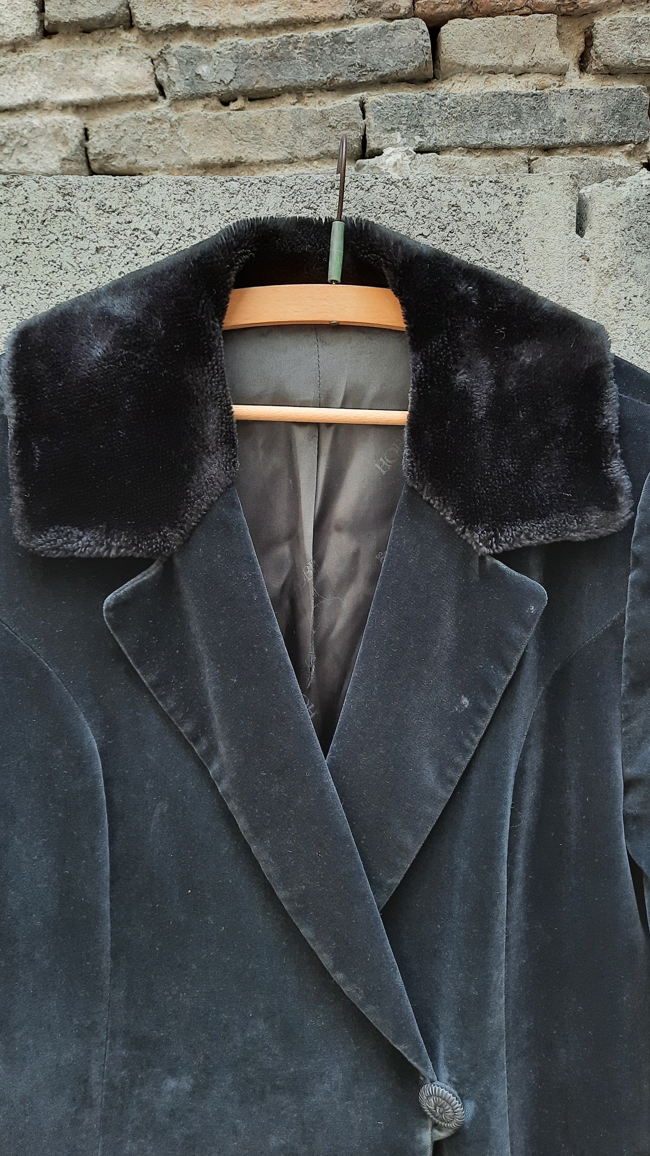 Vintage Black Velvet Faux Fur Collar Hobbs Coat the collective concept