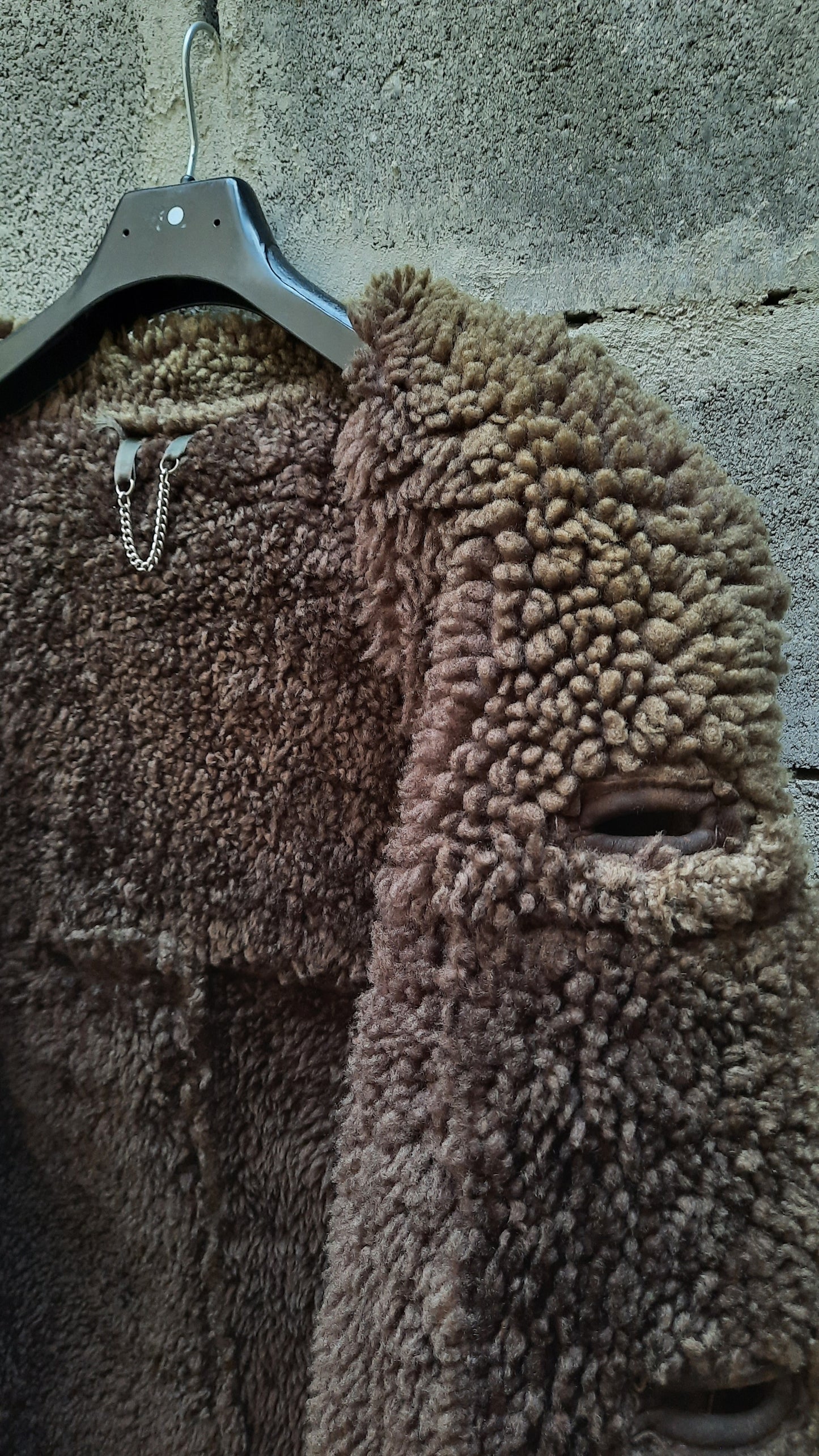 Vintage Brown Leather Sheepskin Heavy Coat