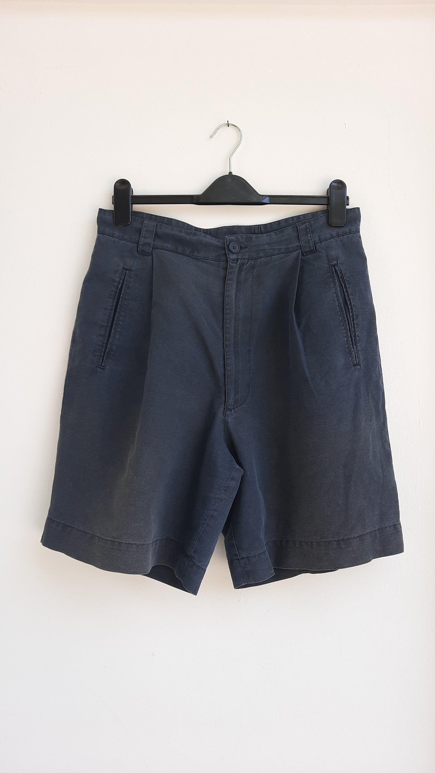 Vintage Giorgio Armani Classic Black Linen Shorts