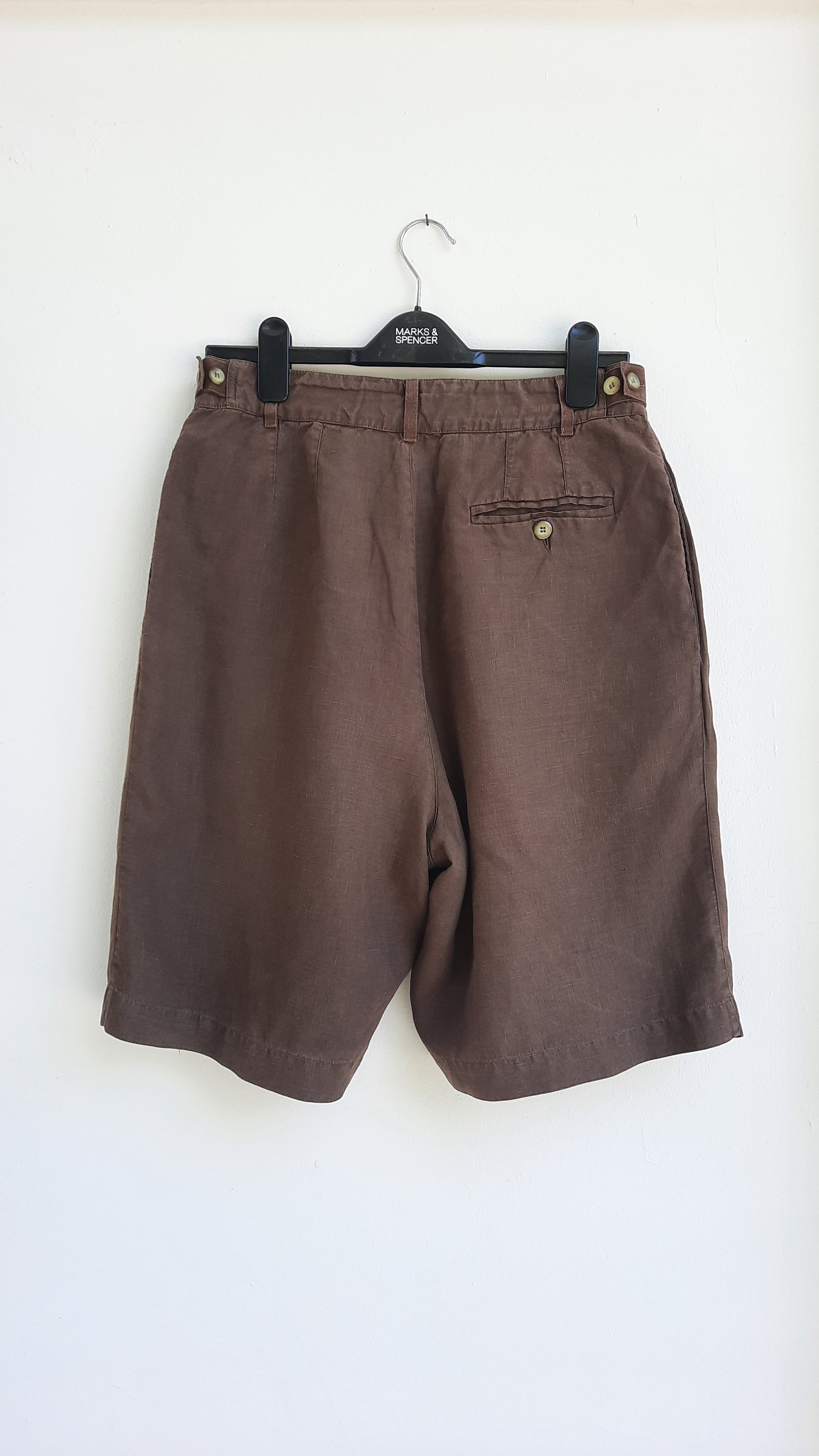 Vintage Krizia Uomo Sportswear Classic Brown Linen Shorts – the