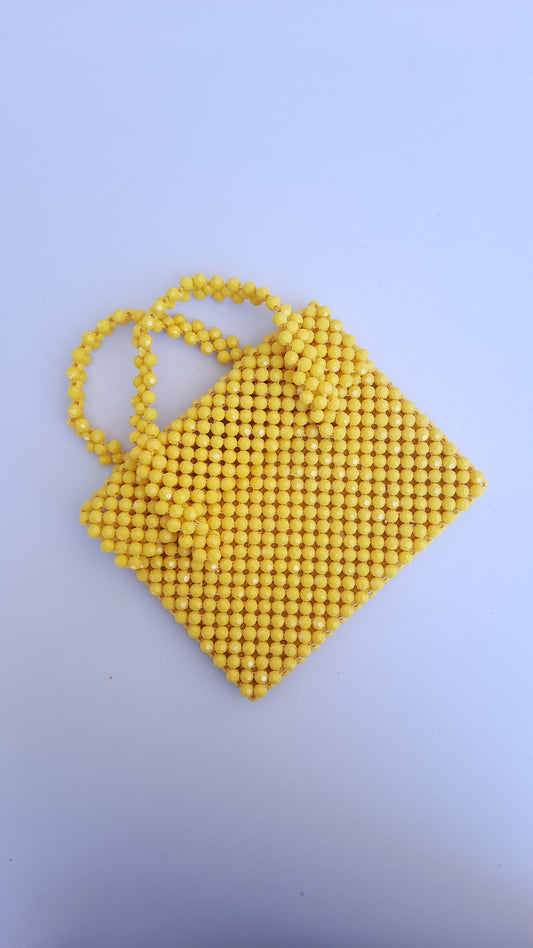 Vintage Yellow 1960's Beaded Mini Handbag