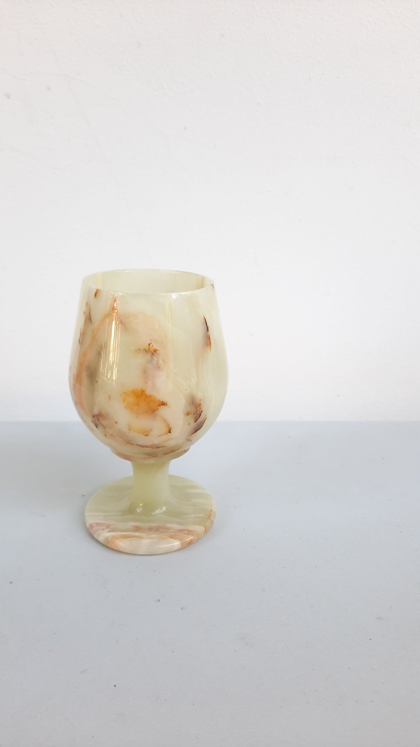 Vintage Onyx Marble Stone Goblet Glass