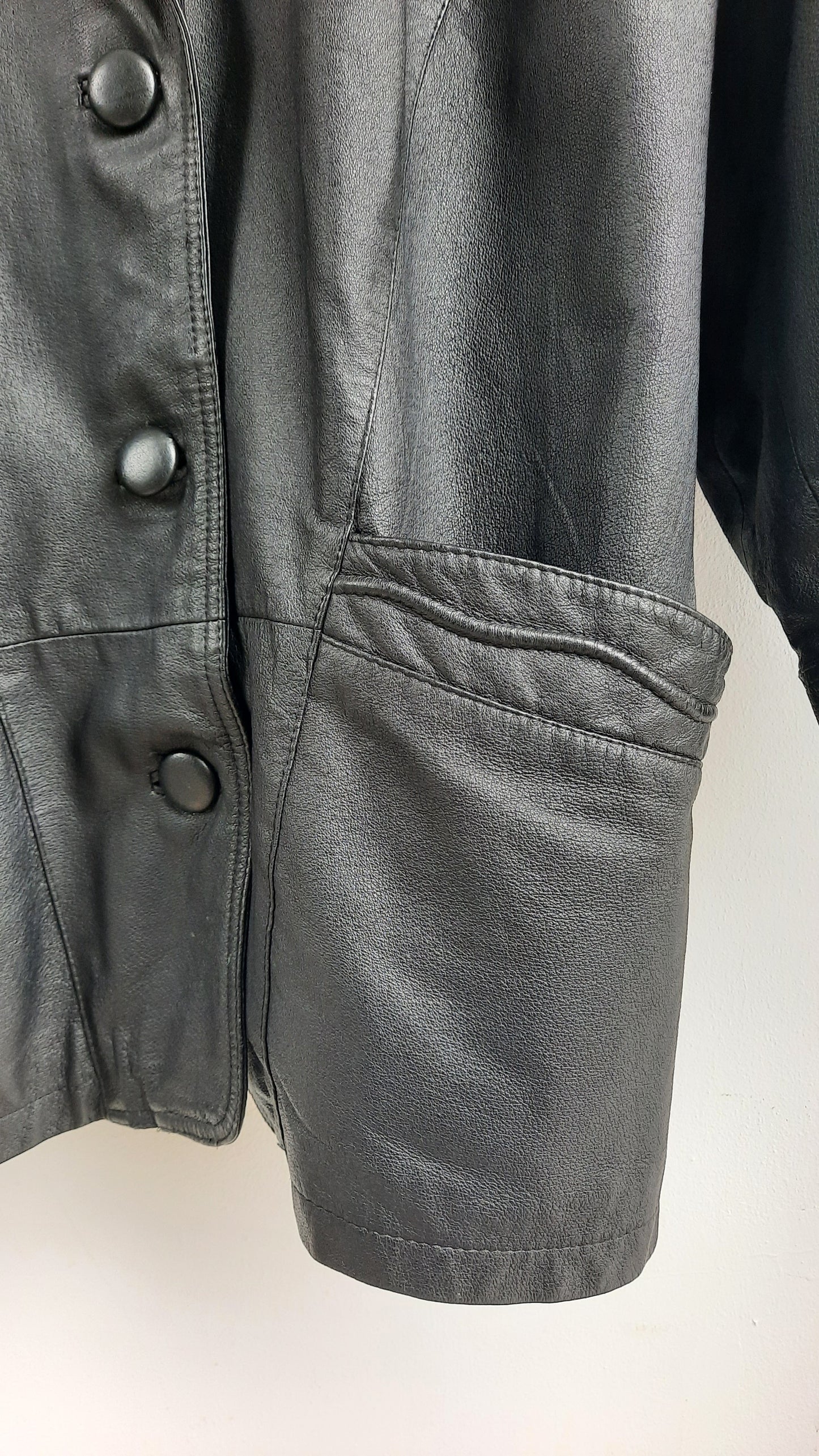 Vintage Black Real Leather Unisex Jacket Coat