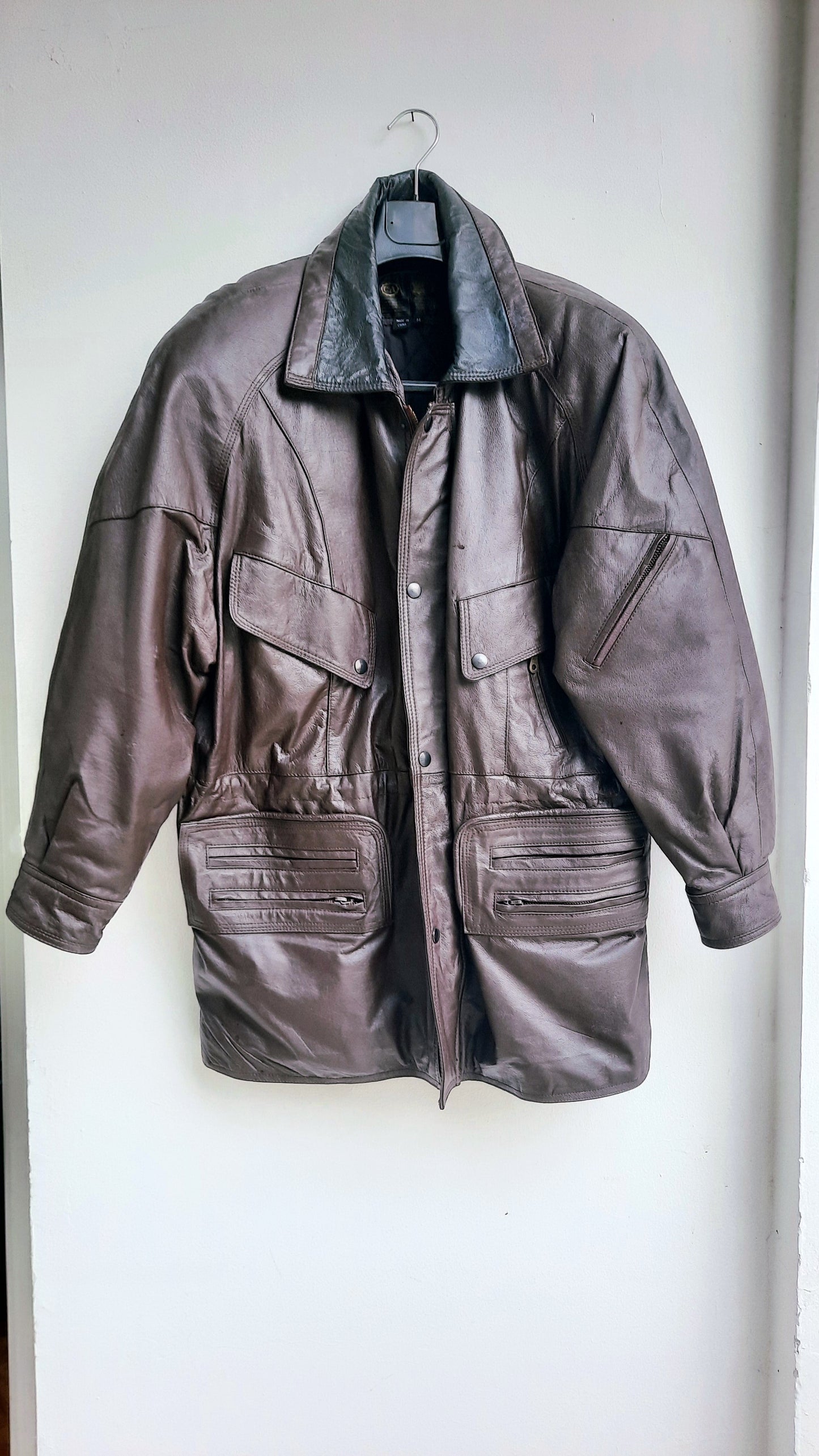 Vintage Brown Leather Unisex Coat