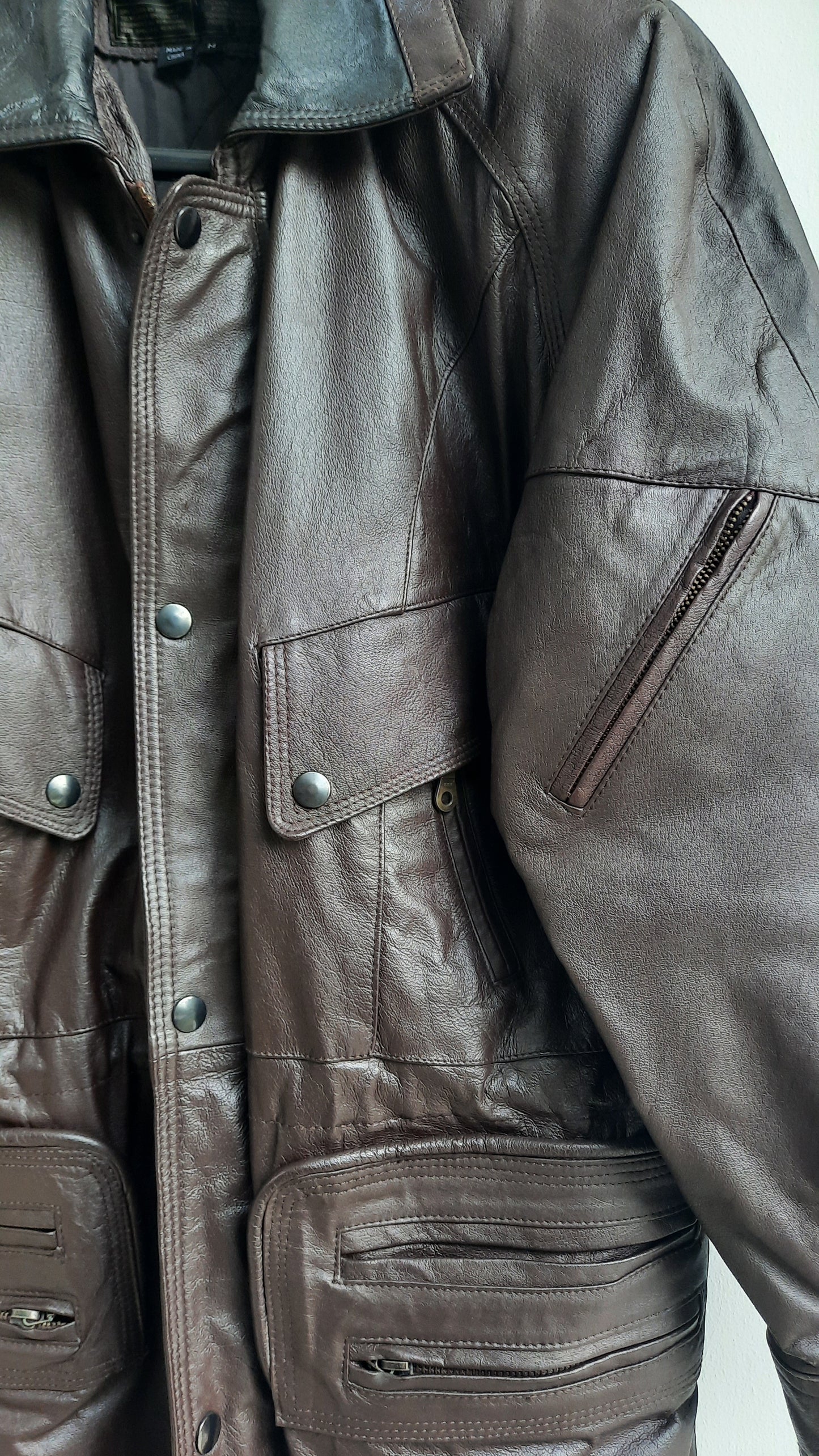 Vintage Real Leather Brown/Black Unisex Coat