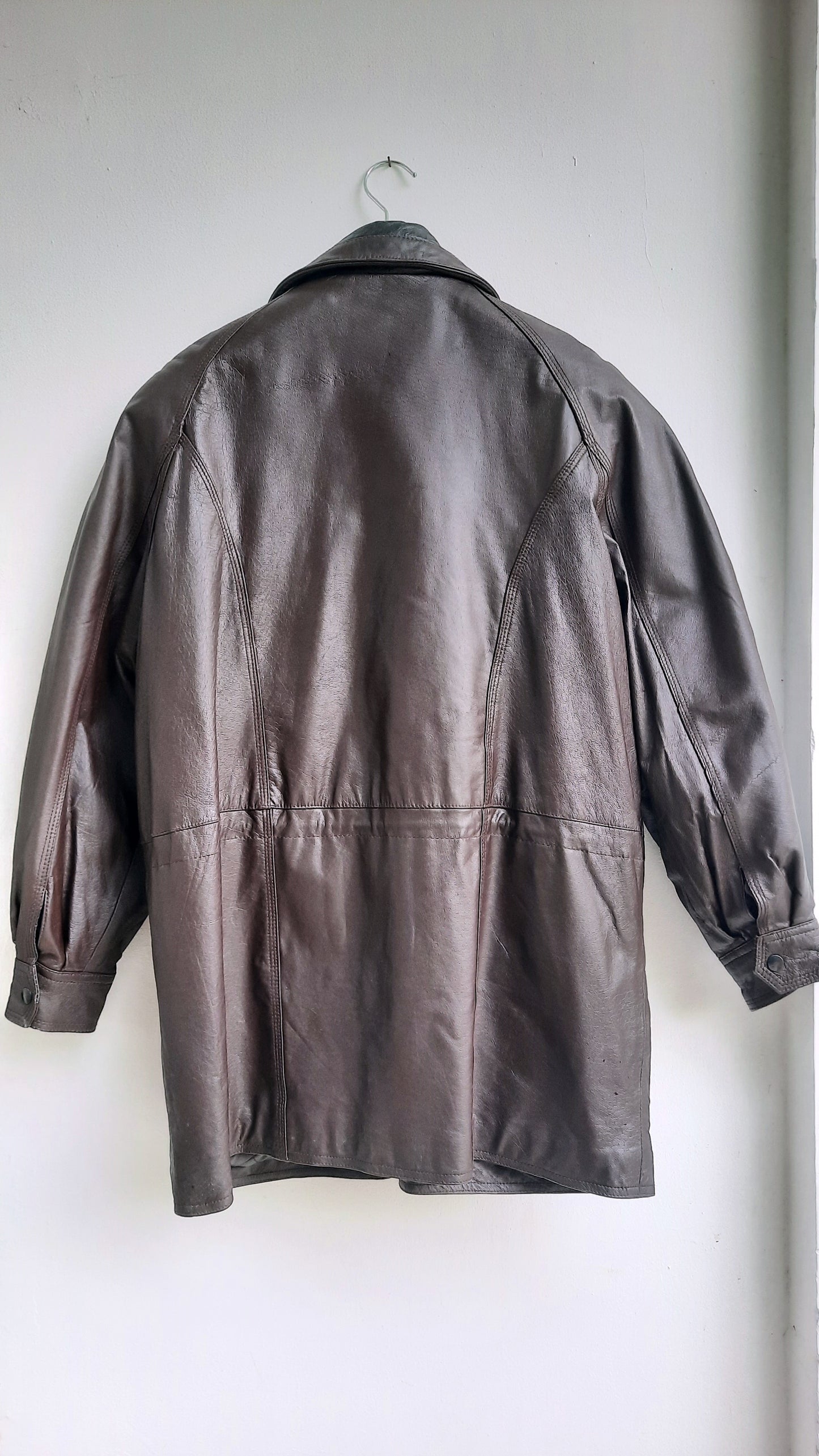 Vintage Brown Leather Unisex Coat