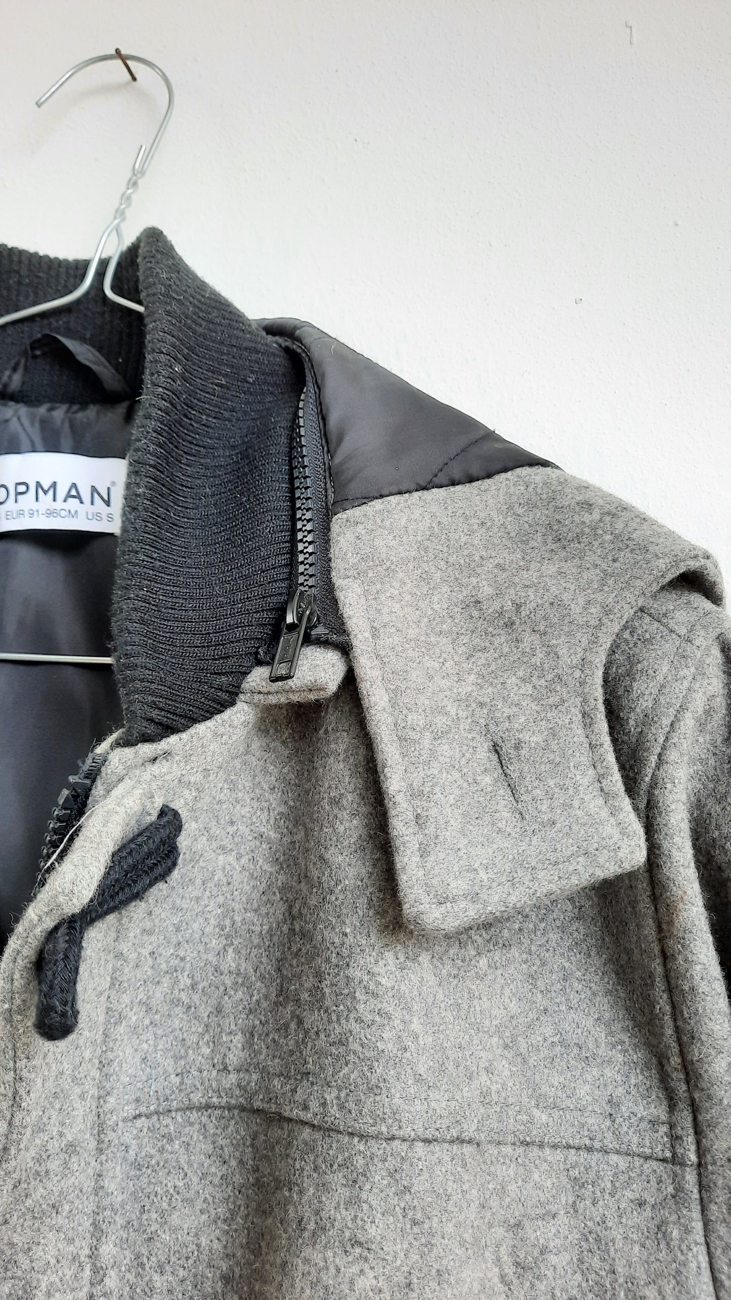Wool Mix Grey Topman Hooded Bomber Jacket